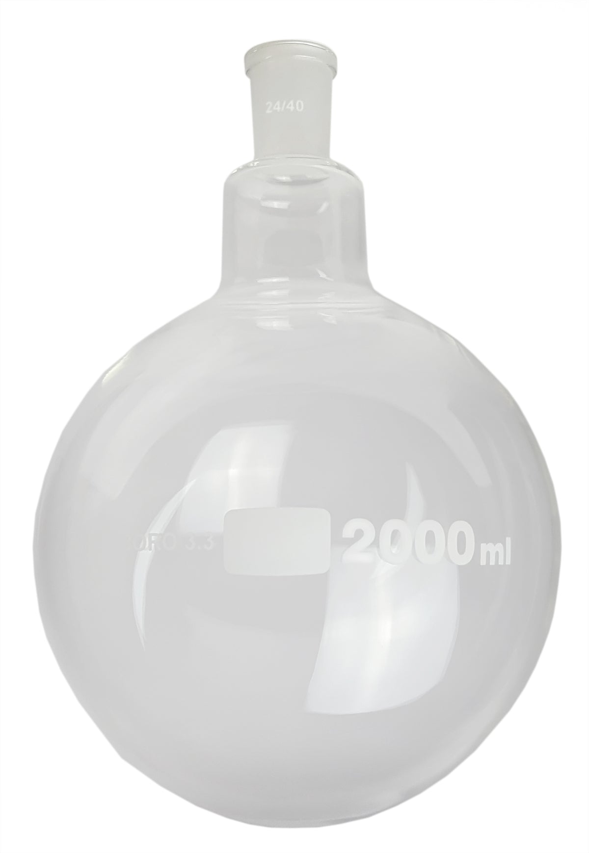 Flask, Boiling, Borosilicate Glass, Round-Bottom, 2000ml, 24/40 Ground Glass Joint, Pack of 4
