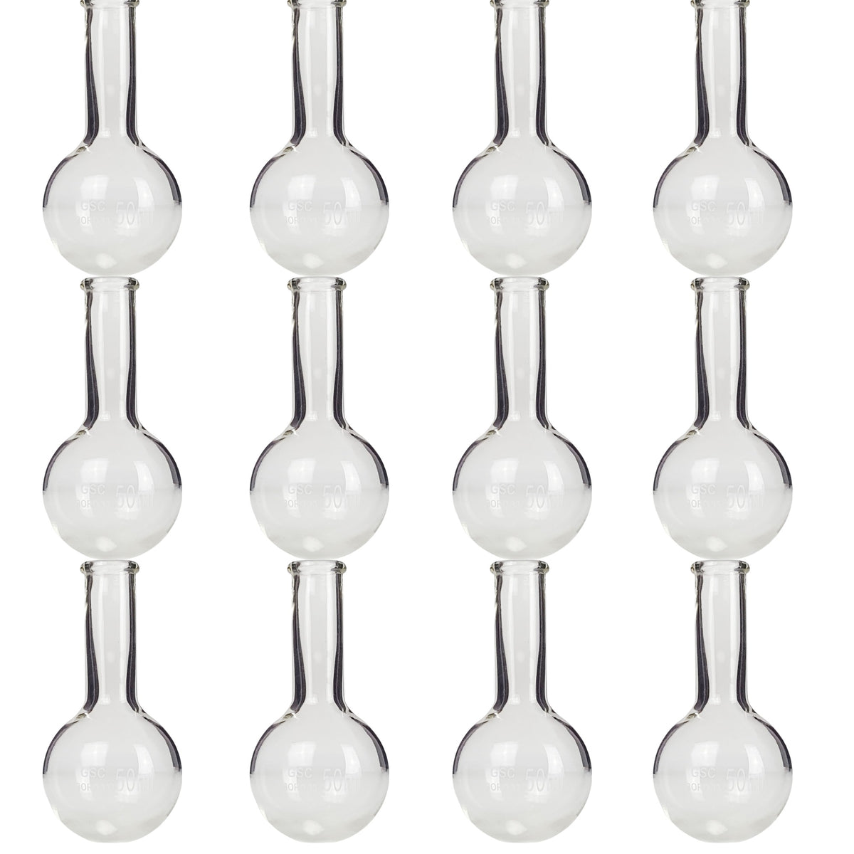 Flask, Florence, Borosilicate Glass, Round-Bottom, 50ml, Pack of 12