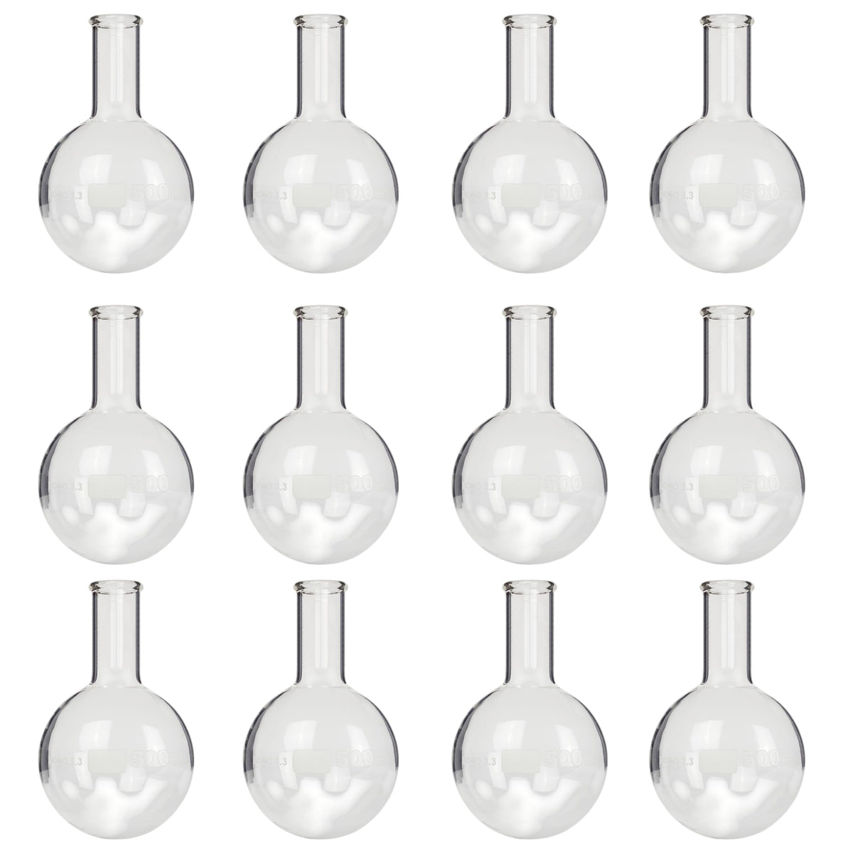Flask, Florence, Borosilicate Glass, Round-Bottom, 500ml, Pack of 12