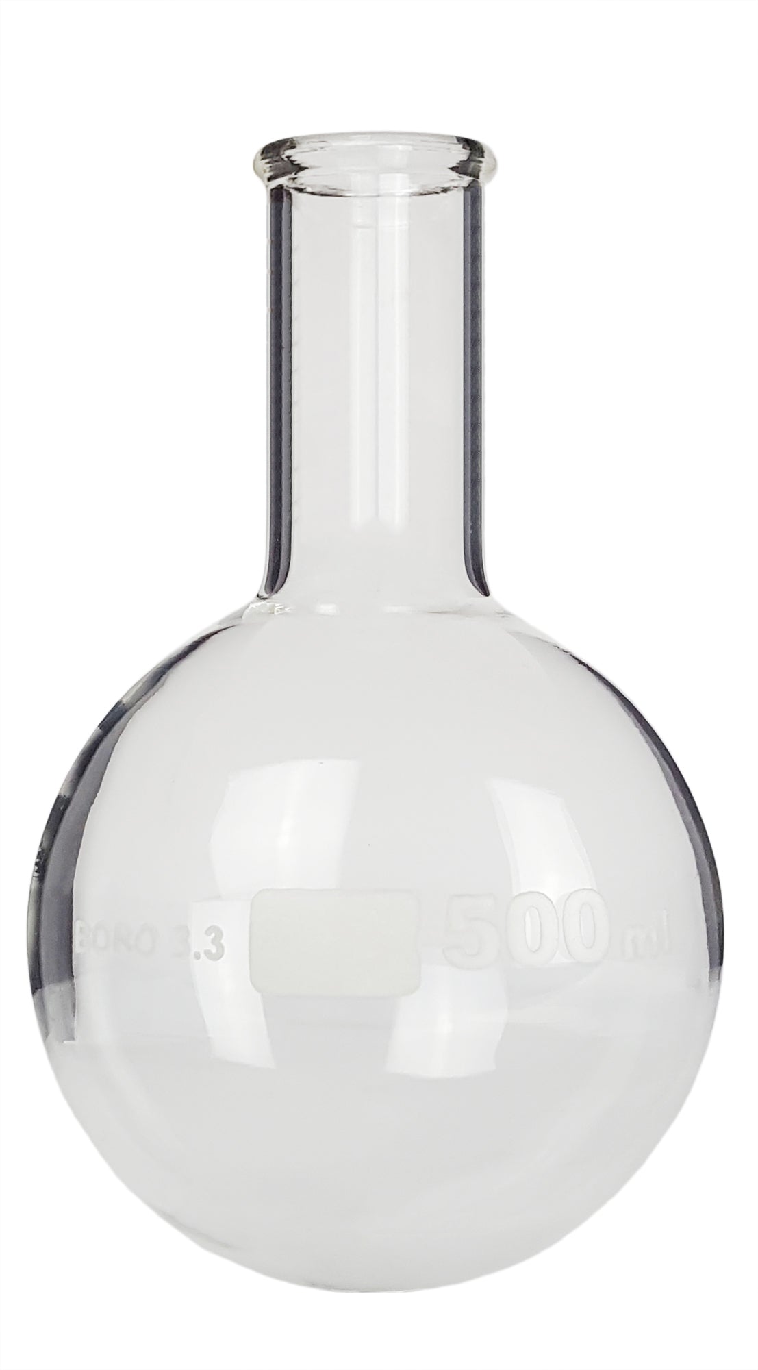 Flask Round Bottom 500ml. Borosilicate Glass.