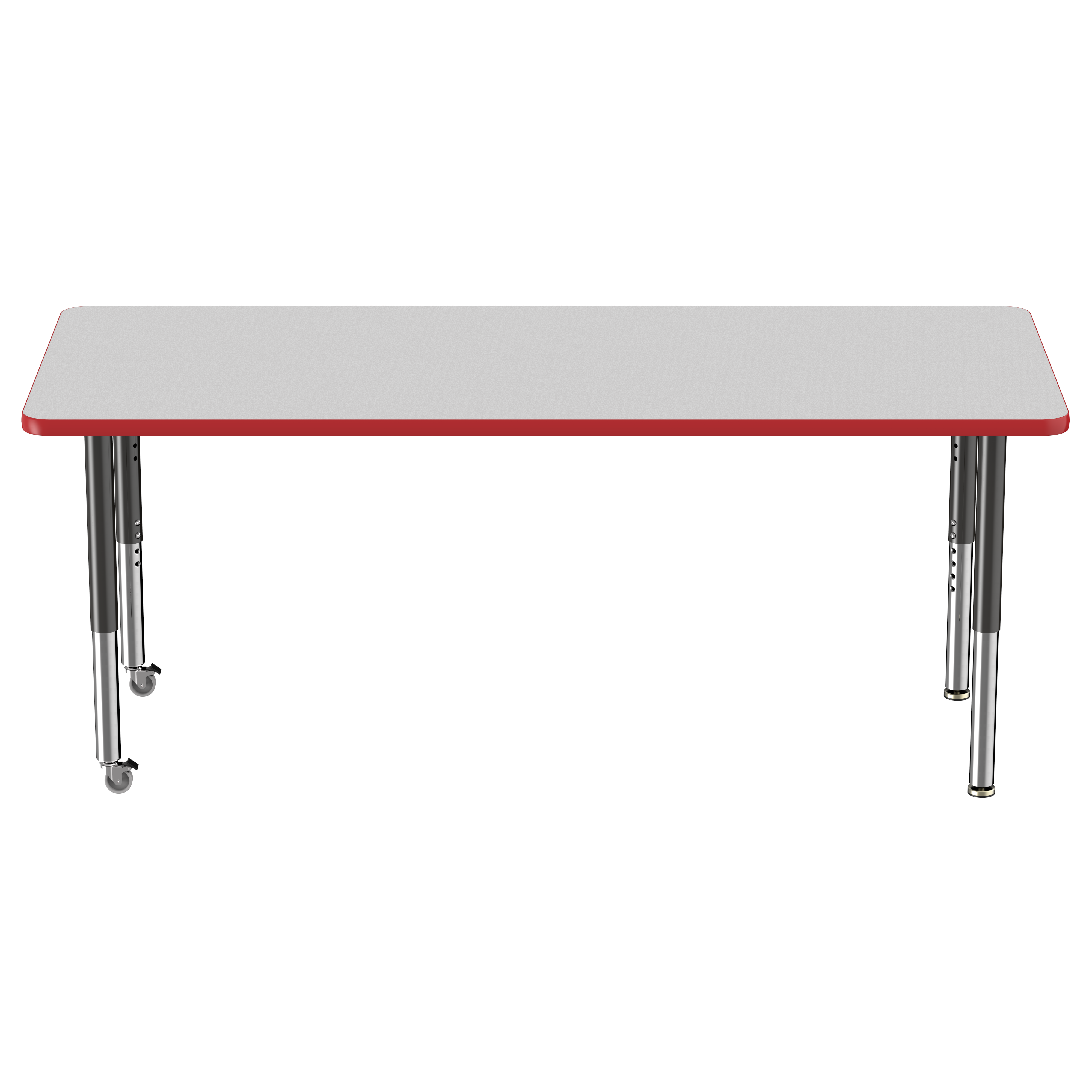 30" x 72" Rectangle T-Molding Activity Table with Adjustable Super Legs - Gray/Red/Black