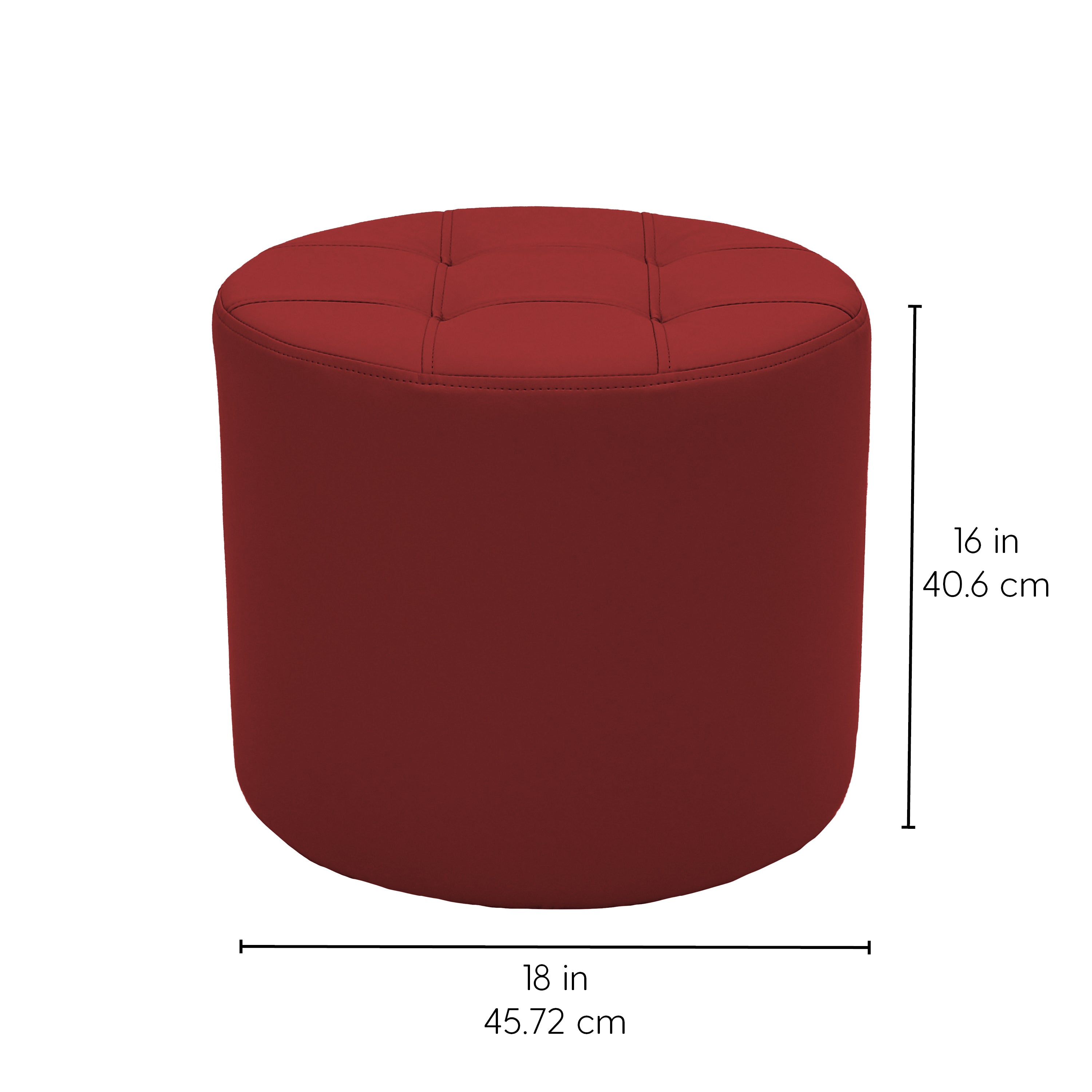 Tufted Round Ottoman 16" Height - Crimson