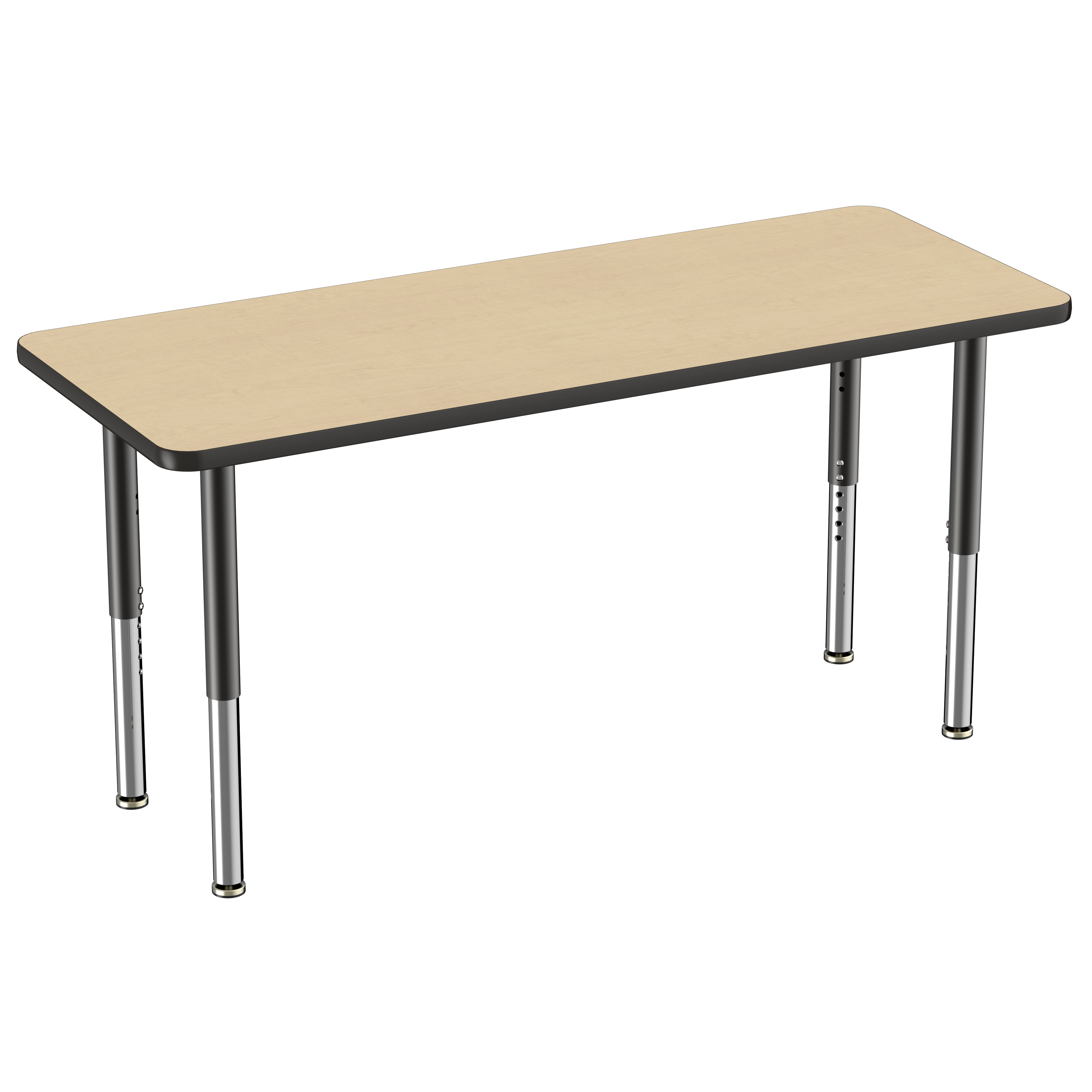 24" x 60" Rectangle T-Molding Activity Table with Adjustable Super Legs - Maple/Black