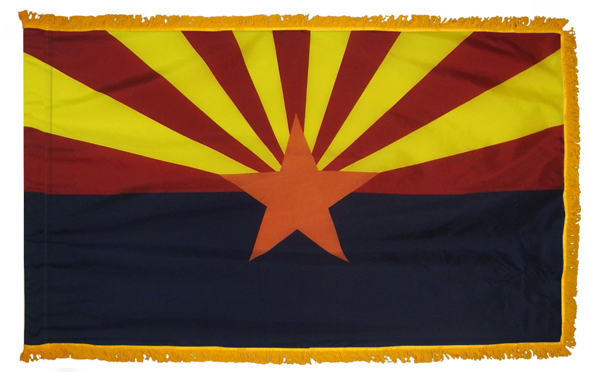 Arizona State Flag 3x5 ft. Nylon with Pole Sleeve and Gold Fringe for Parades, and Indoor Display