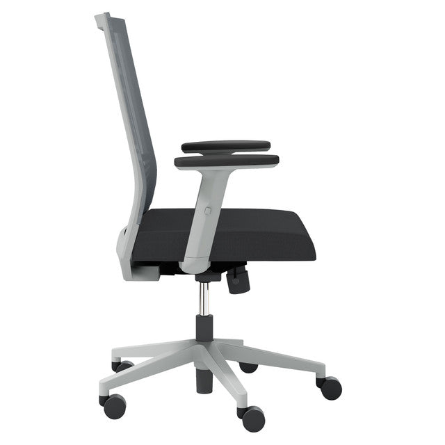 OfficeSource Oslo Mid Back Mesh Task Chair with Adjustable Arms - Light Gray Fabric