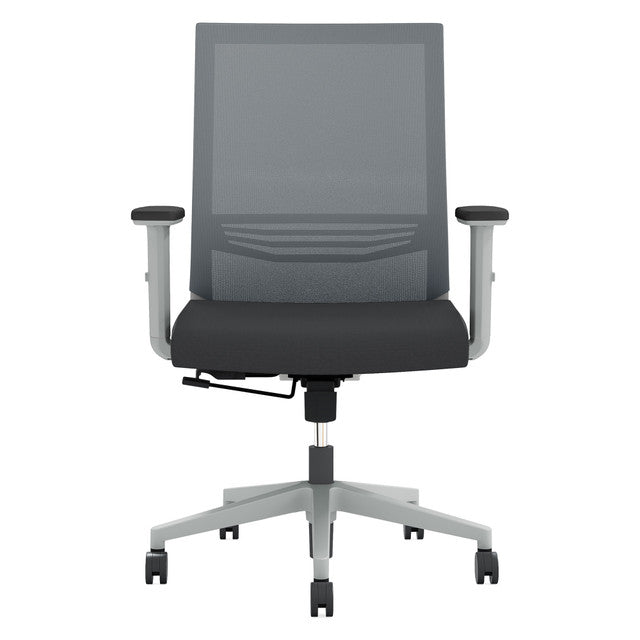 OfficeSource Oslo Mid Back Mesh Task Chair with Adjustable Arms - Light Gray Fabric