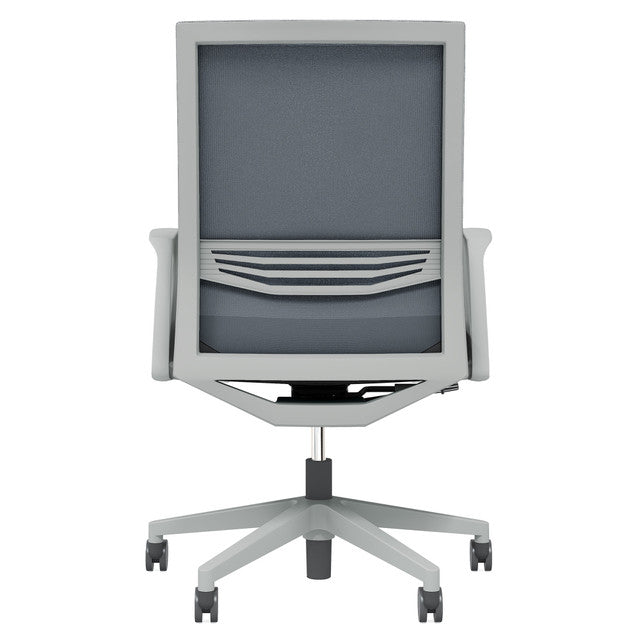 OfficeSource Oslo Mid-Back Mesh Conference Chair with Fixed Arms - Light Gray Fabric