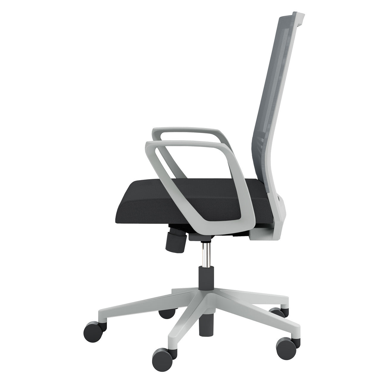 OfficeSource Oslo Mid-Back Mesh Conference Chair with Fixed Arms - Light Gray Fabric