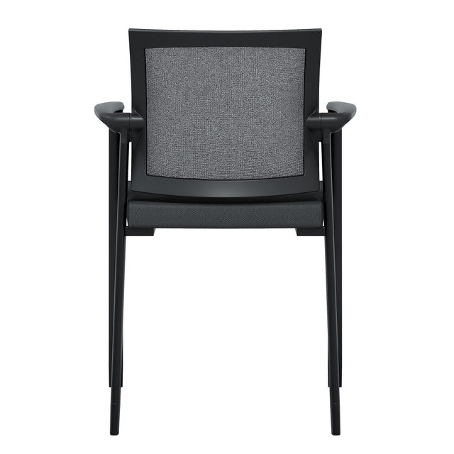 OfficeSource Oslo Mesh Back Stacking Guest Chair - Black Fabric w/ Black Frame
