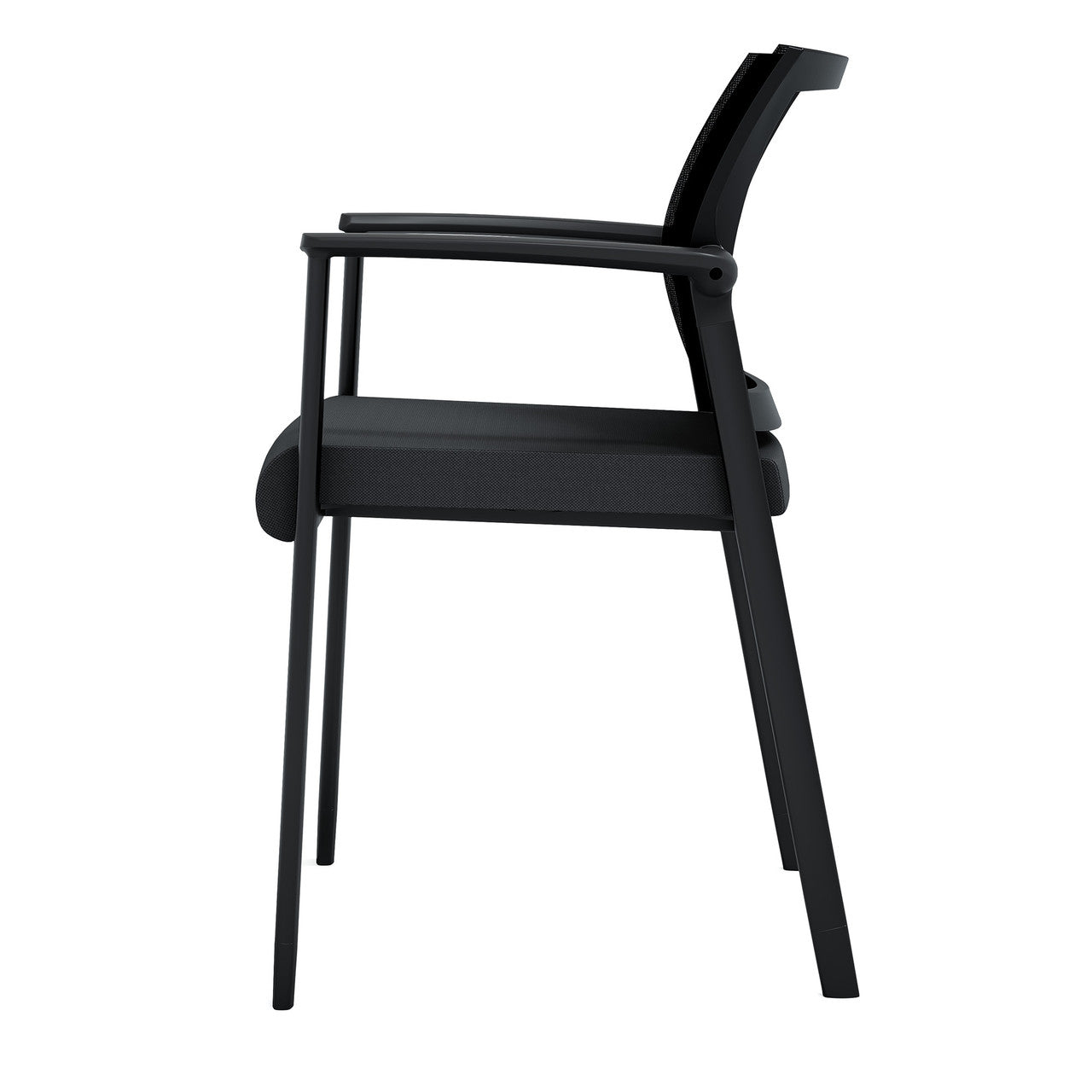 OfficeSource Oslo Mesh Back Stacking Guest Chair - Black Fabric w/ Black Frame