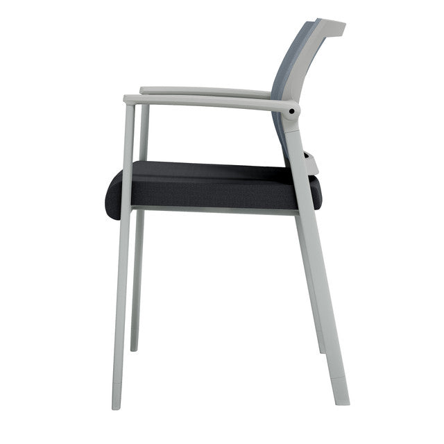 OfficeSource Oslo Mesh Back Stacking Guest Chair - Dark Gray Fabric w/ Light Gray Frame