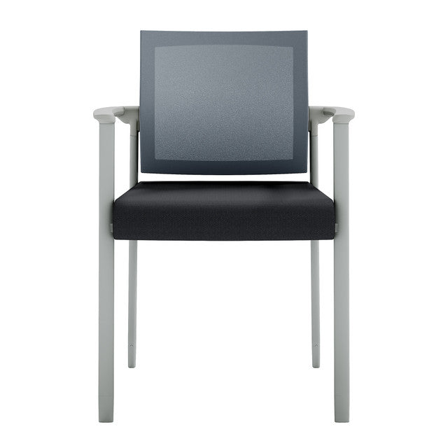 OfficeSource Oslo Mesh Back Stacking Guest Chair - Dark Gray Fabric w/ Light Gray Frame