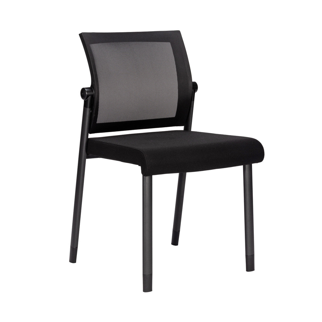 OfficeSource Oslo Mesh Back Armless Stacking Guest Chair with Black Frame - Black Fabric