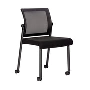 OfficeSource Oslo Mesh Back Armless Stacking Guest Chair with Black Frame - Black Fabric