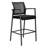OfficeSource Oslo Mesh Back Stool with Arms and Black Frame - Black Fabric