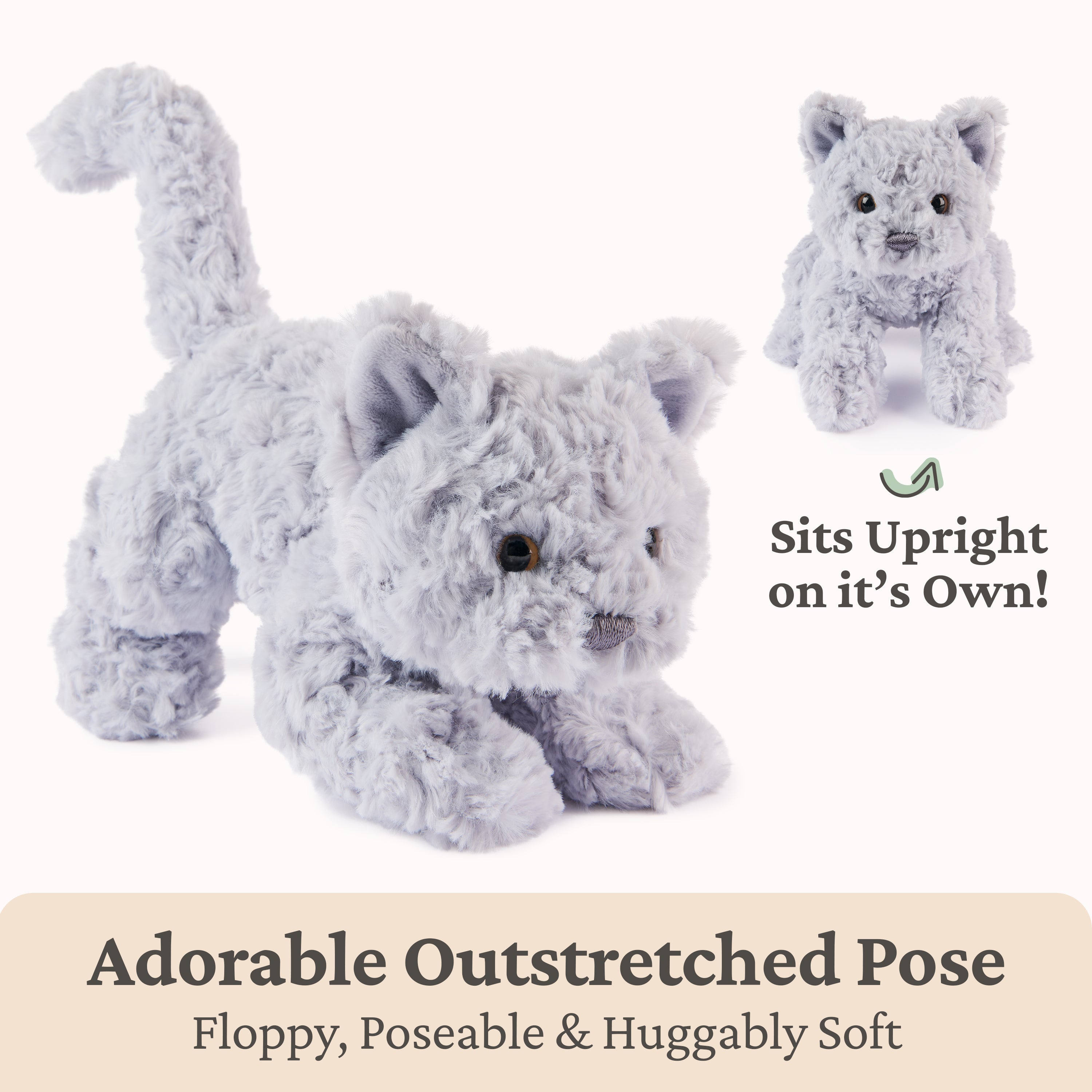 GUND Bootsie English Blue Kitten Plush Toy, Premium Cat Stuffed Animal for Ages 1 and Up, Gray, 9”