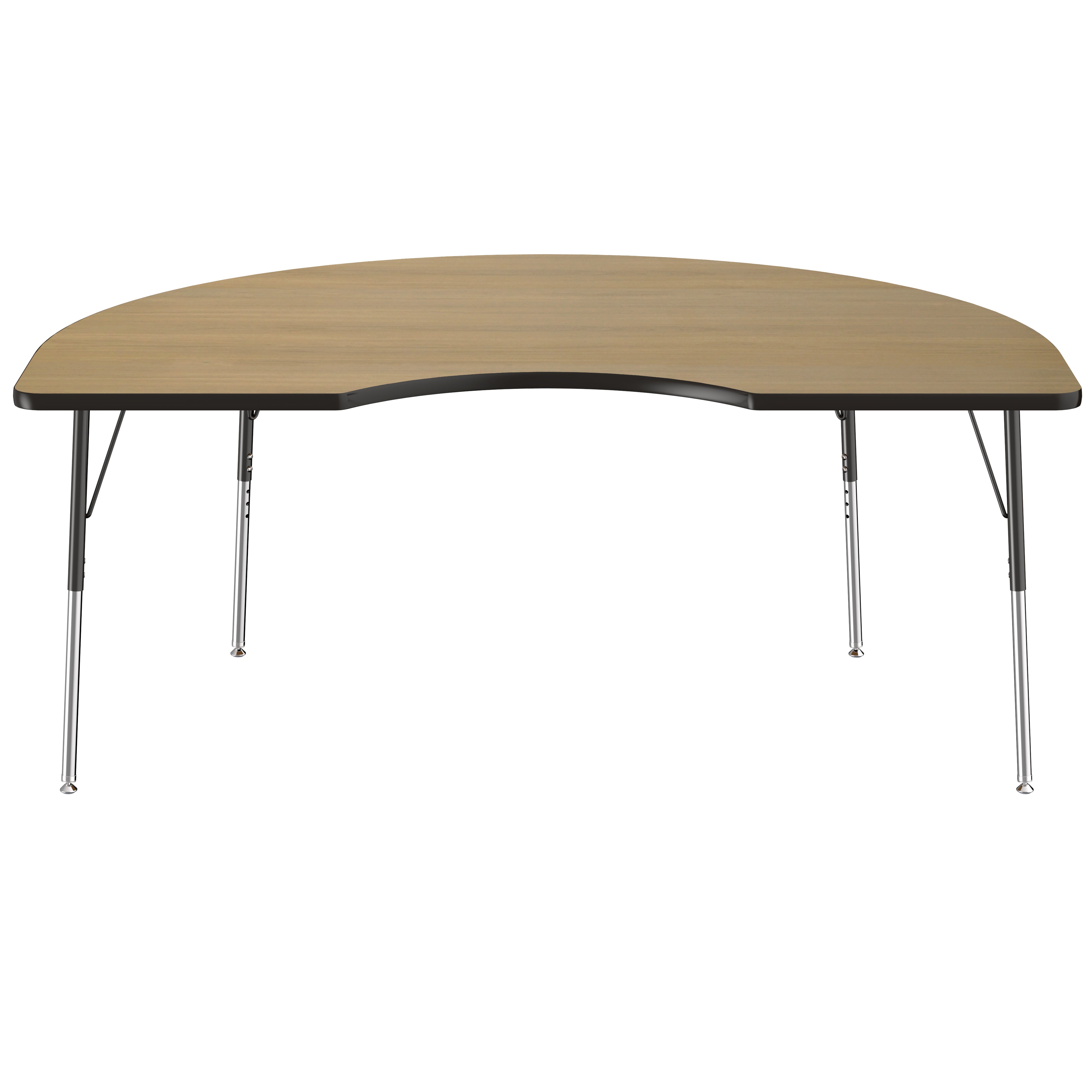48" x 72" Kidney Thermofused Activity Table with Adjustable Standard Swivel Glide Legs - Pasadena Oak/Black