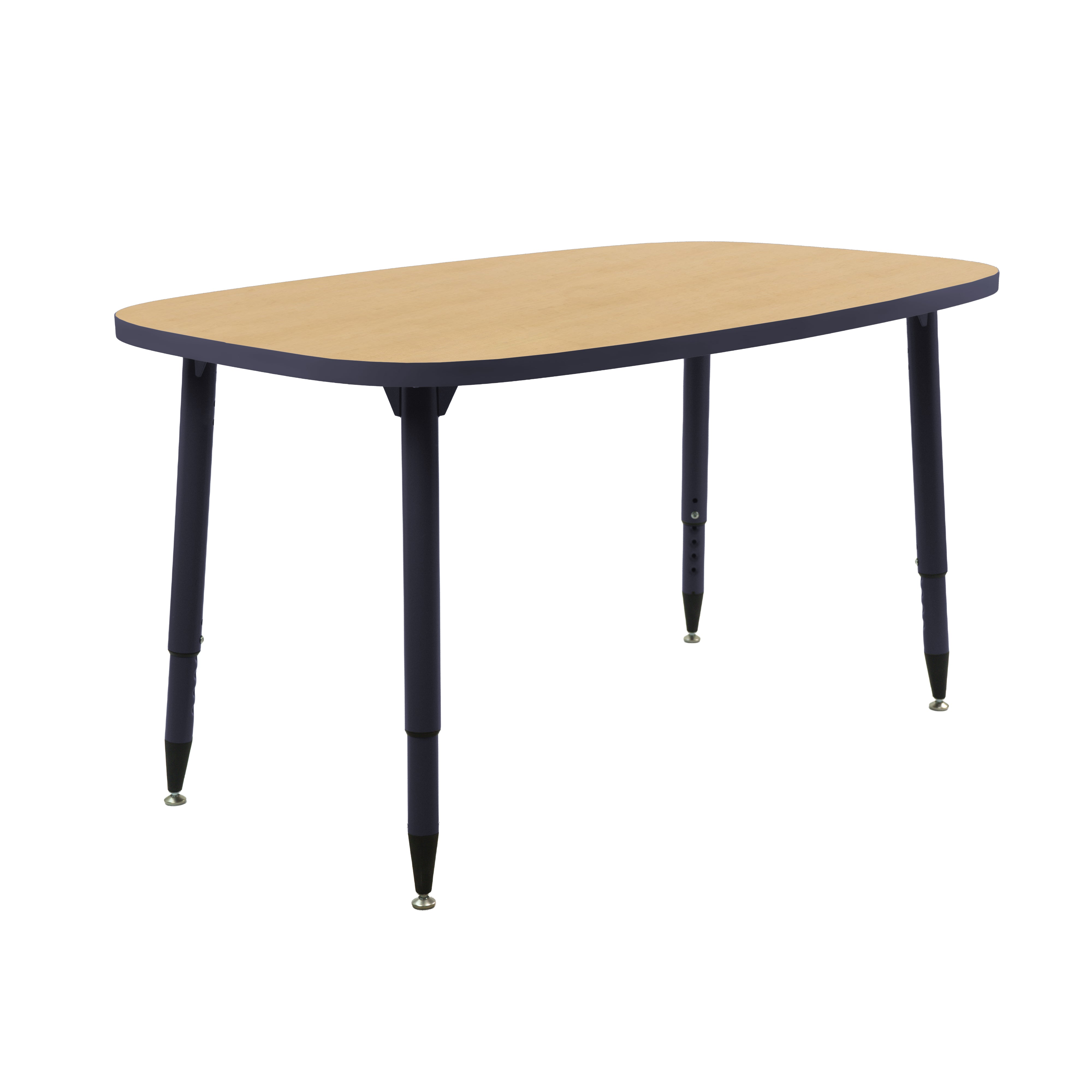 Adapte 31" x 50" Rounded Rectangle Thermofused Activity Table with Adjustable Tapered Legs - Maple/Navy
