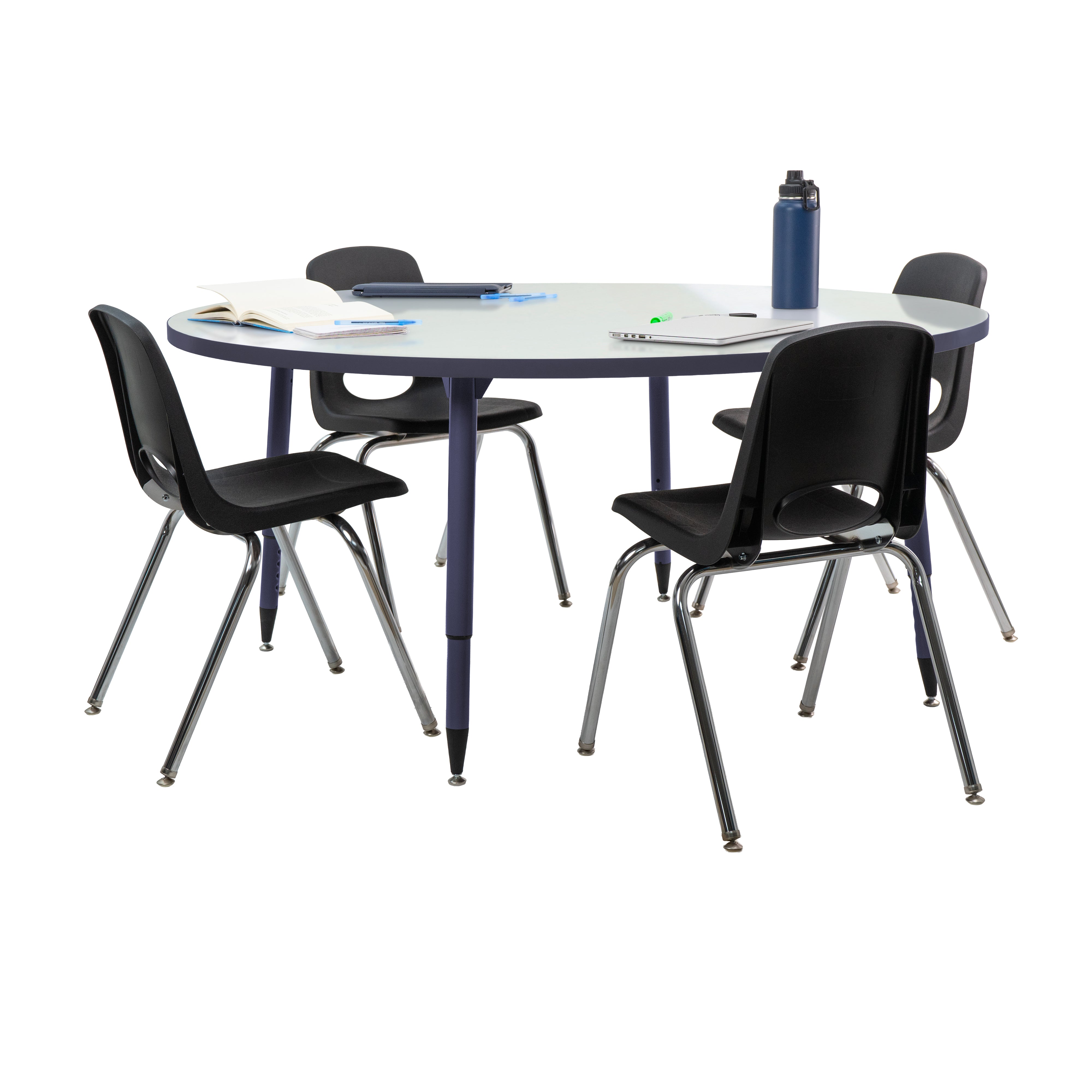 Adapte 60" Round Dry-Erase Activity Table with Adjustable Tapered Legs - Whiteboard/Navy
