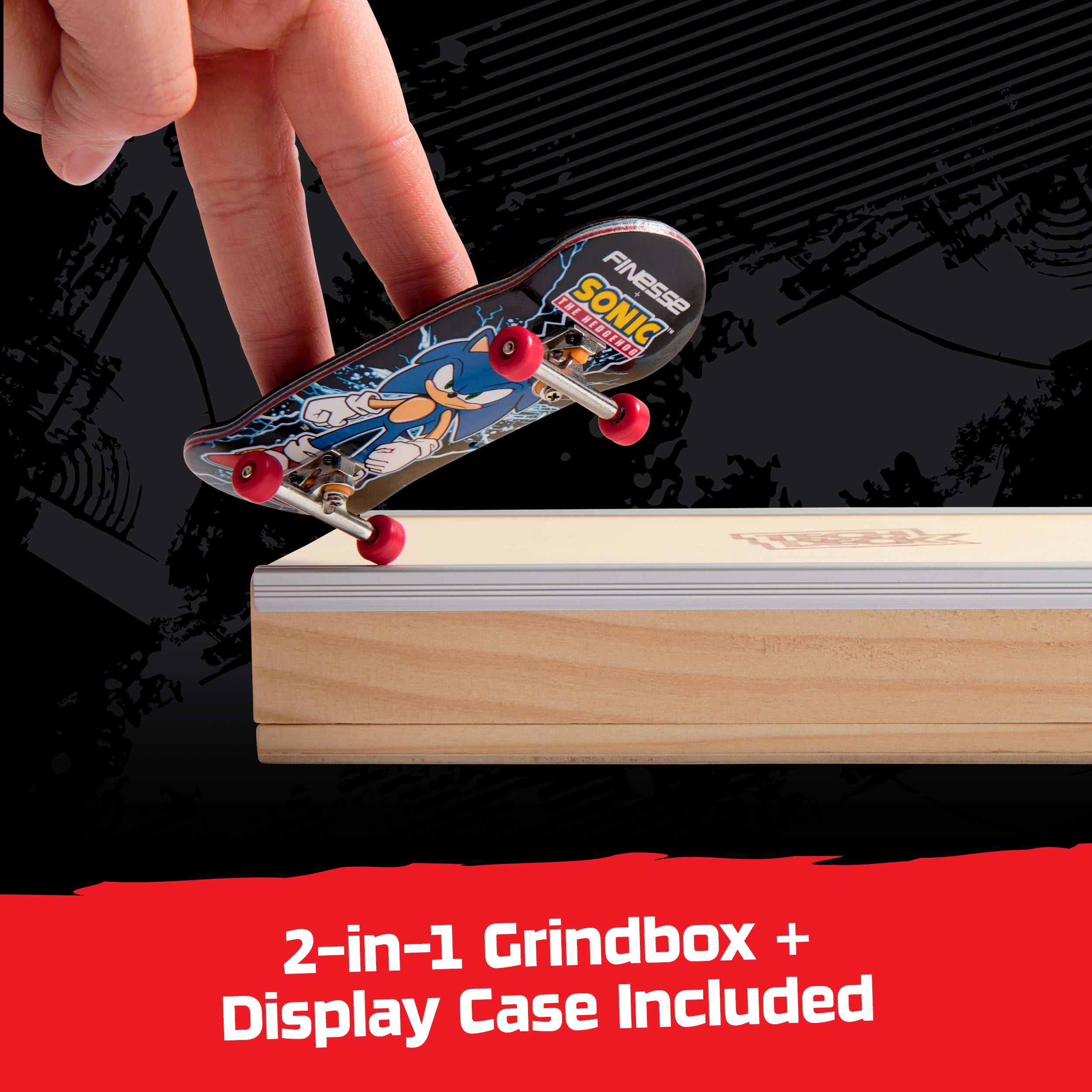 Tech Deck, Finesse X Sonic the Hedgehog Pro Series Finger Board with Storage Display, Built for Pros; Authentic Mini Skateboards, Kids Toys for Ages 6 and up
