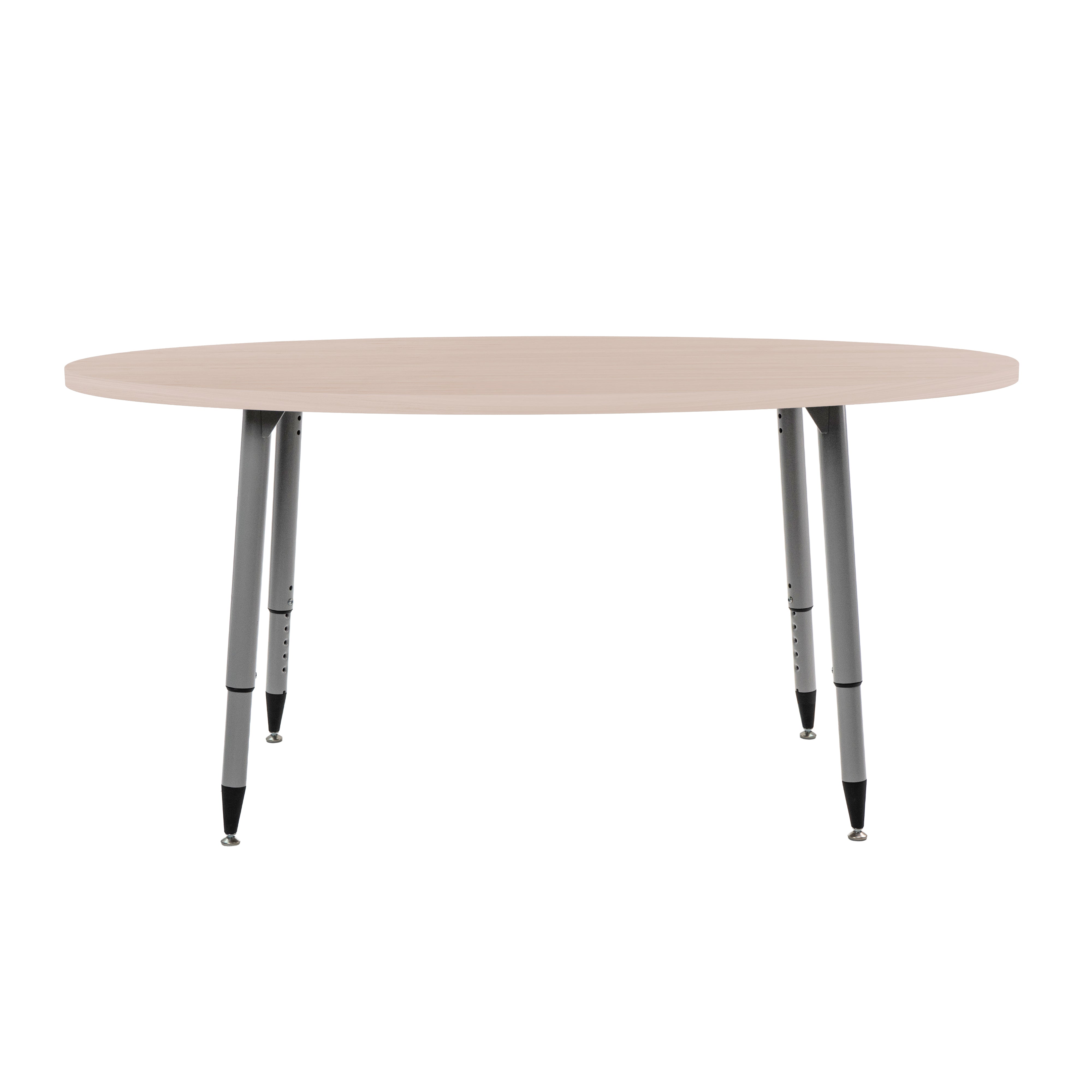 Adapte 30" x 60" Oval Woodgrain Activity Table with Adjustable Tapered Legs - Asian Sand/Silver