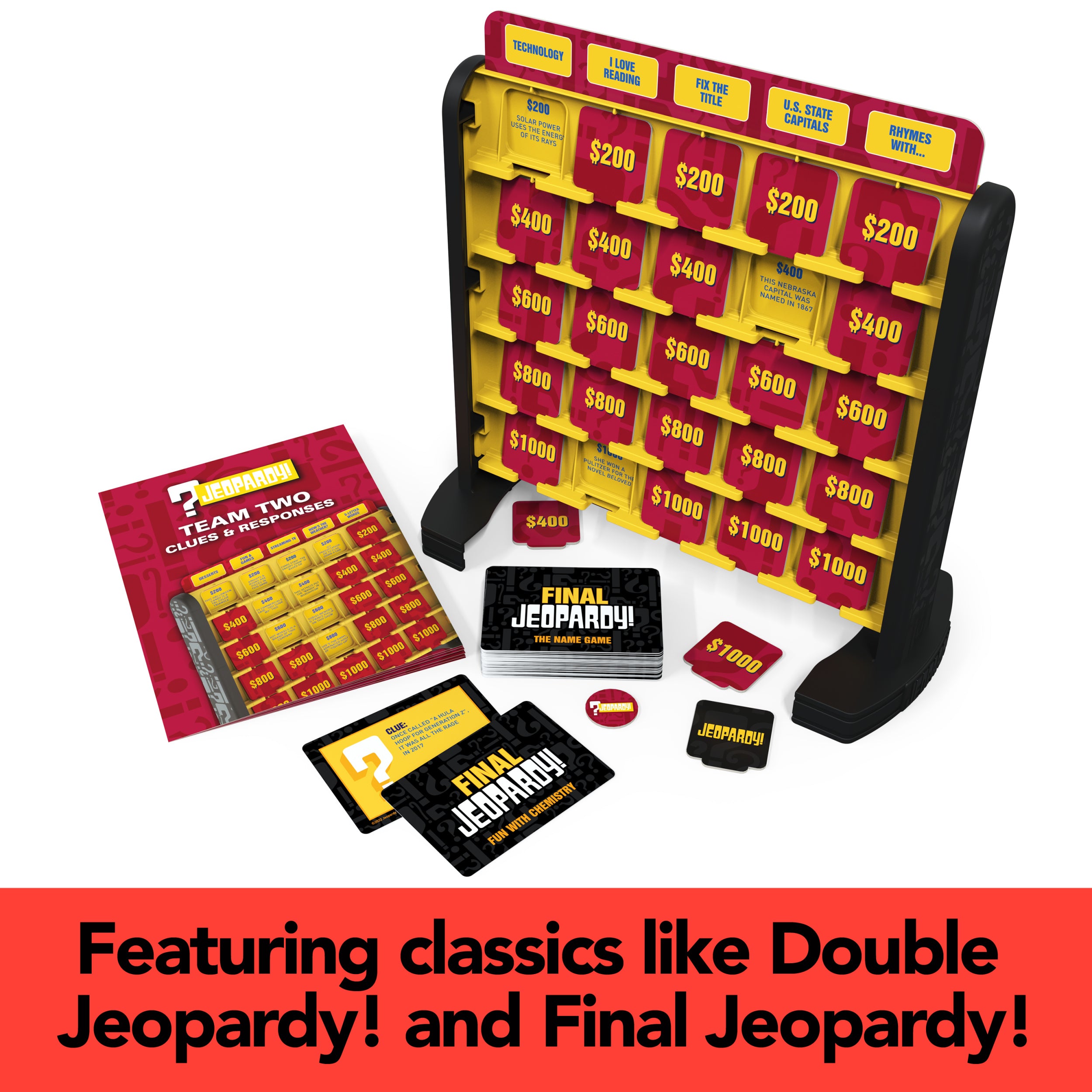 Jeopardy! Family Edition Board Game Trivia Games Board Games for Family Night Fun Games for Game Night, for Adults and Kids Ages 10 and up