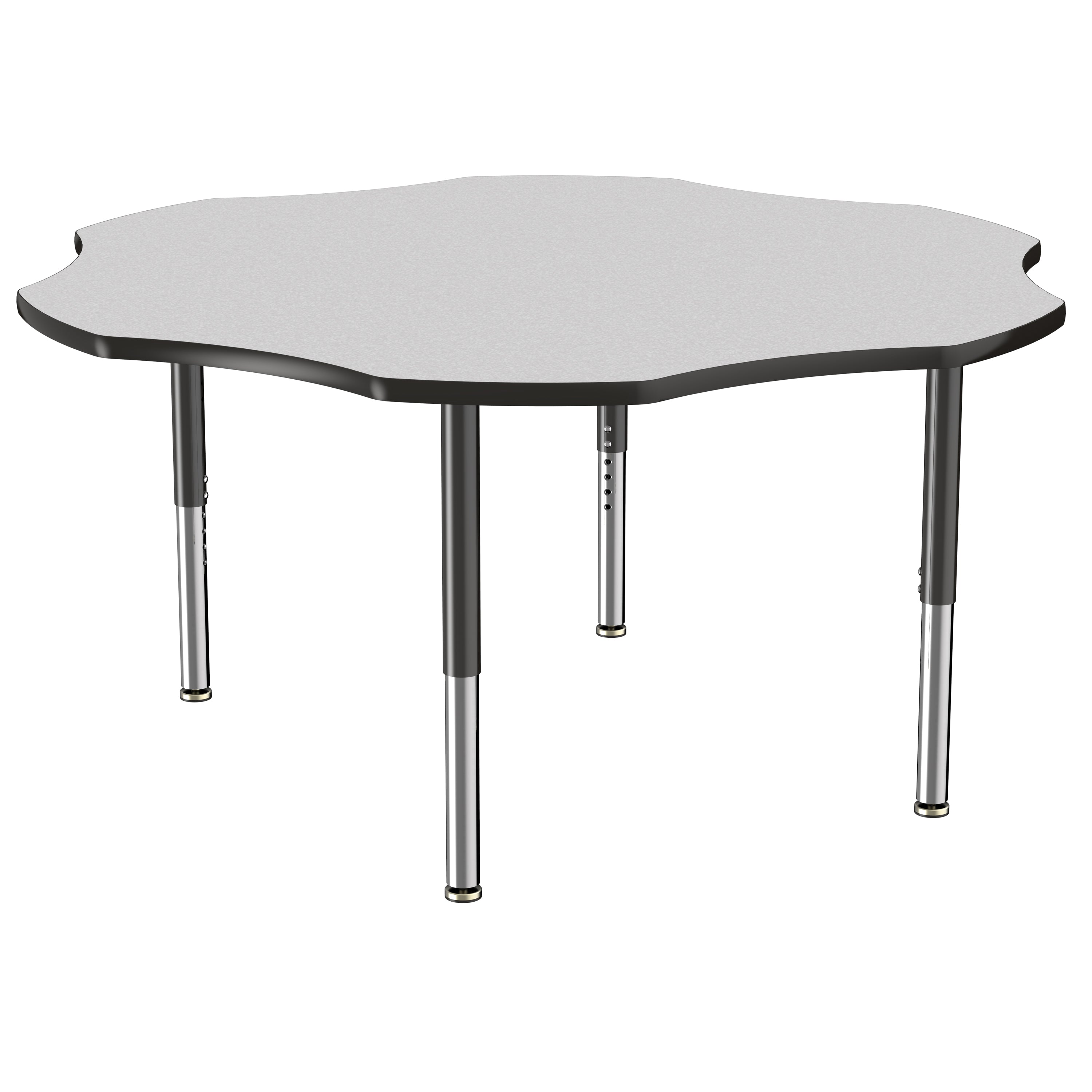 60" x 60" Flower T-Molding Activity Table with Adjustable Super Legs - Gray/Black
