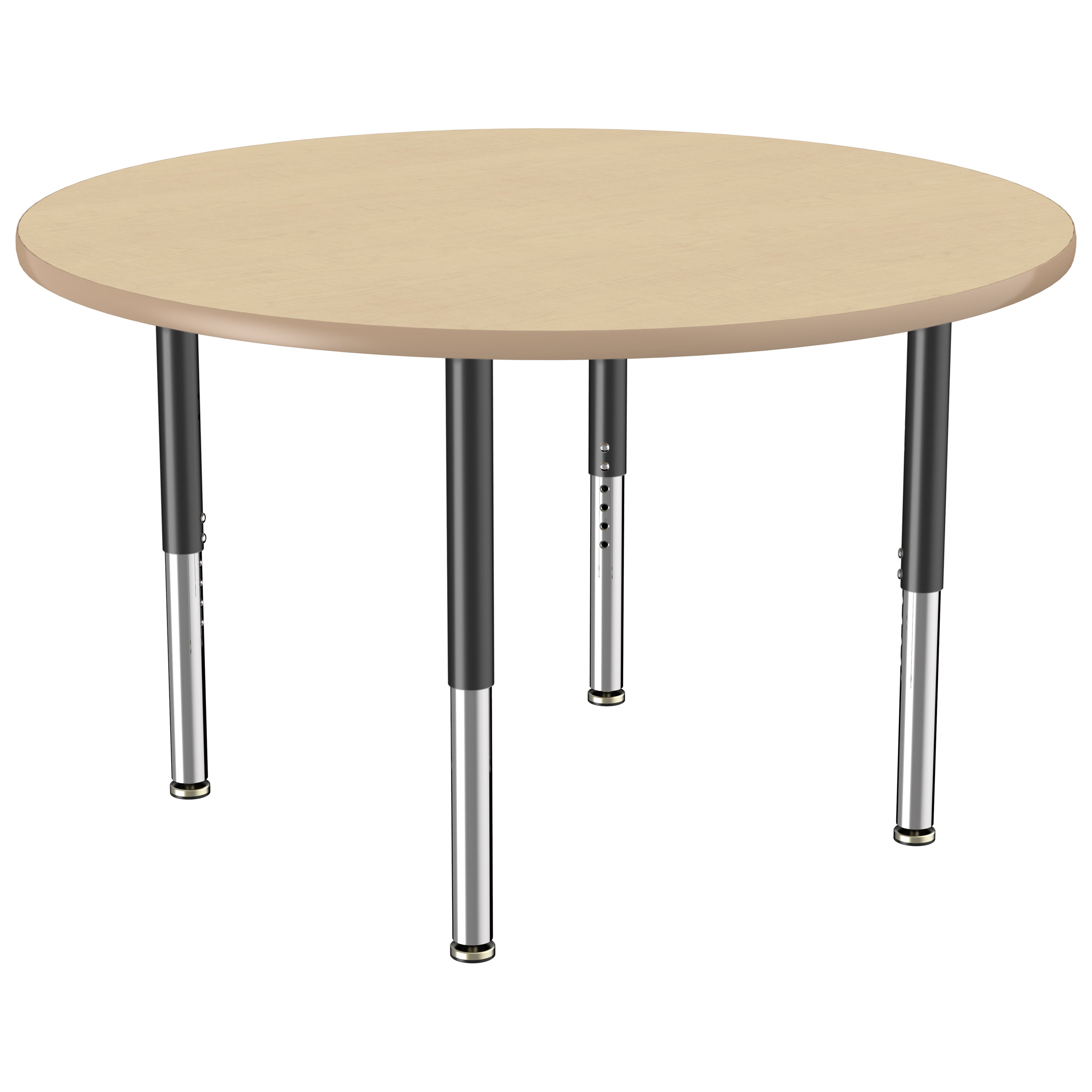 48" Round Thermofused Activity Table with Adjustable Super Legs - Maple/Maple/Black