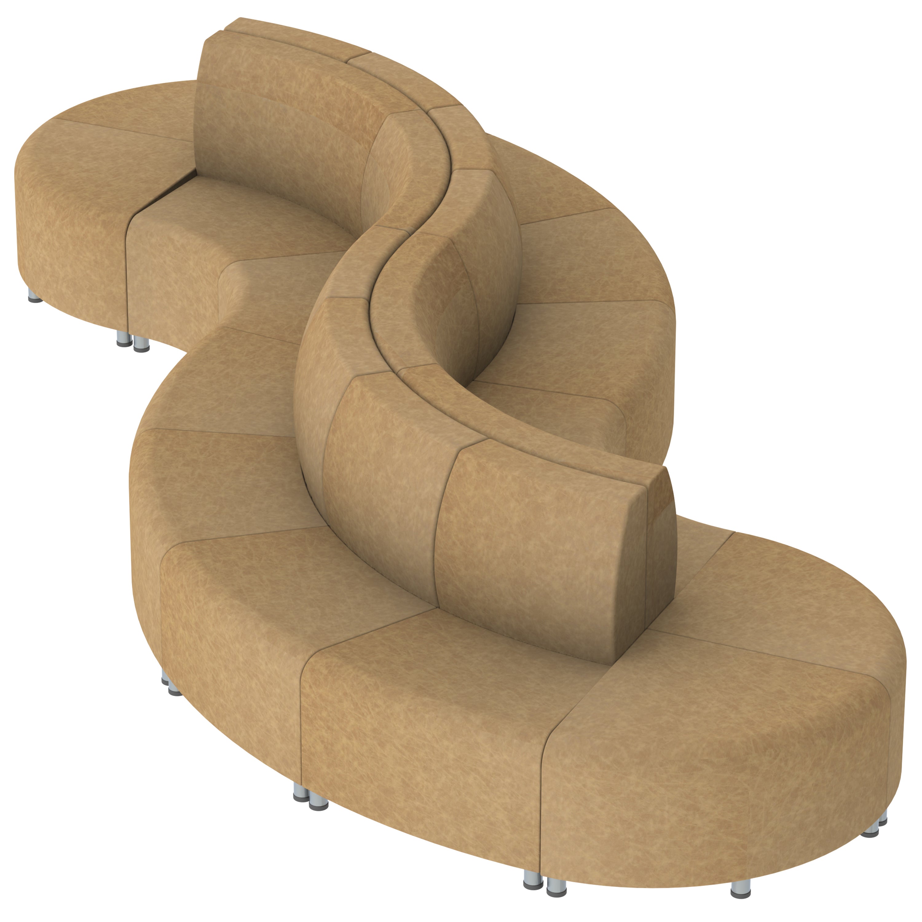 Pro Series Rustic Connect Curved Swell Seating, 16-Piece Set - Pecan
