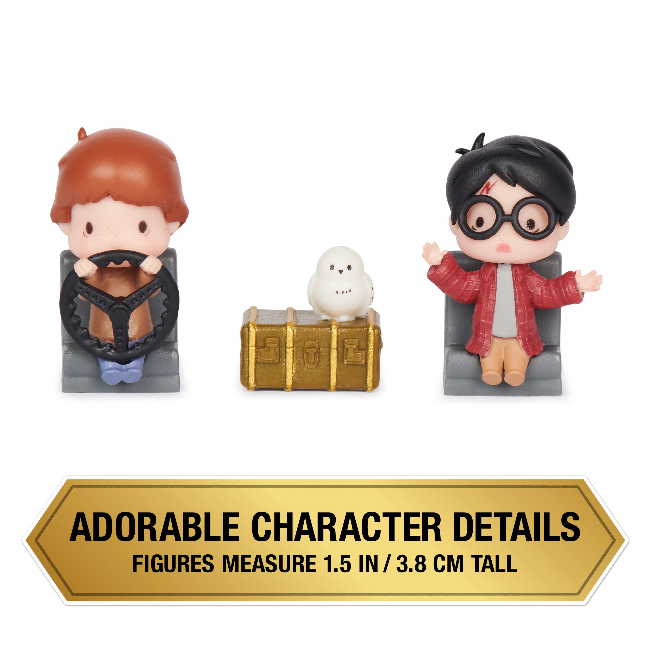 Wizarding World Harry Potter, Micro Magical Moments Year 2 Flying Car Figure Set with Harry, Ron, Hedwig & Display Case, Kids Toys for Ages 6+