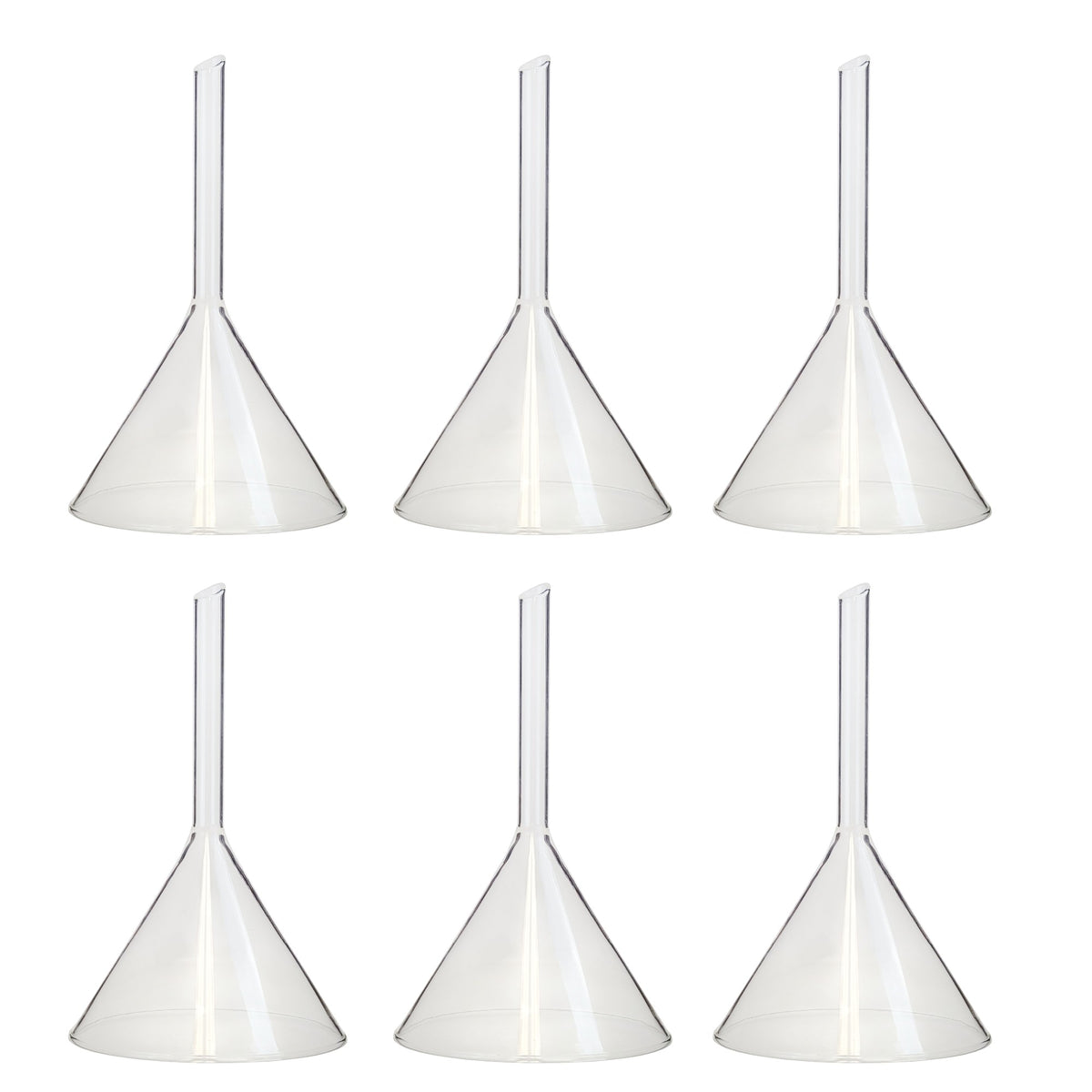 Funnel, Short Stem, Borosilicate Glass, 120mm, Pack of 6