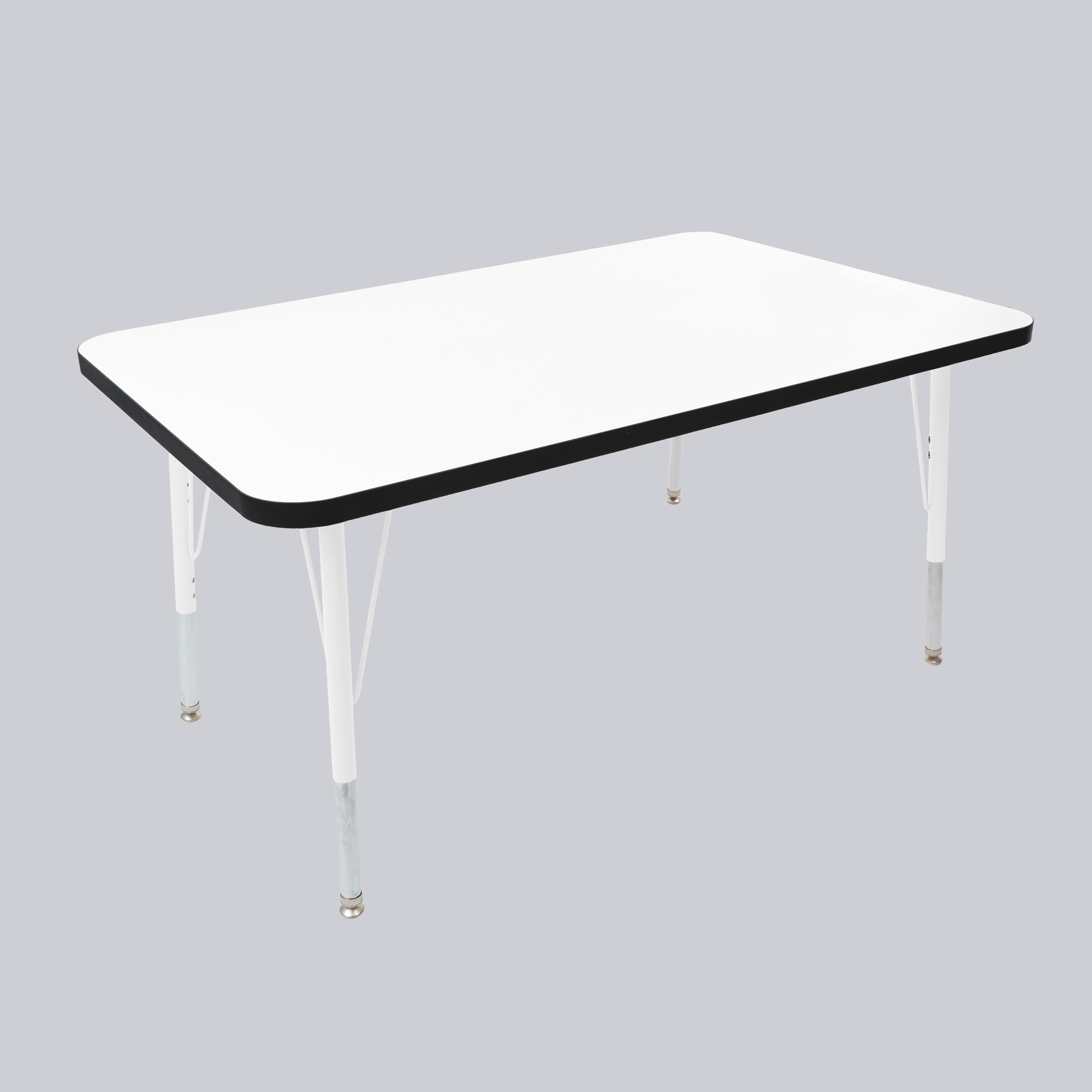 30" x 48" Rectangle Thermofused Activity Table with Adjustable Standard Swivel Glide Legs - White/Black/White