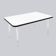 30" x 48" Rectangle Thermofused Activity Table with Adjustable Standard Swivel Glide Legs - White/Black/White