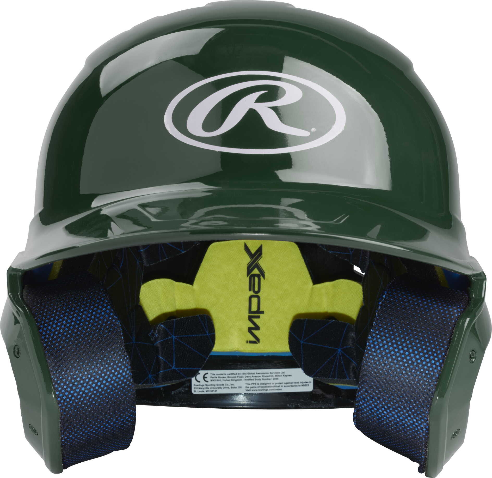 Rawlings Mach Gloss Junior Baseball Helmet - Dark Green