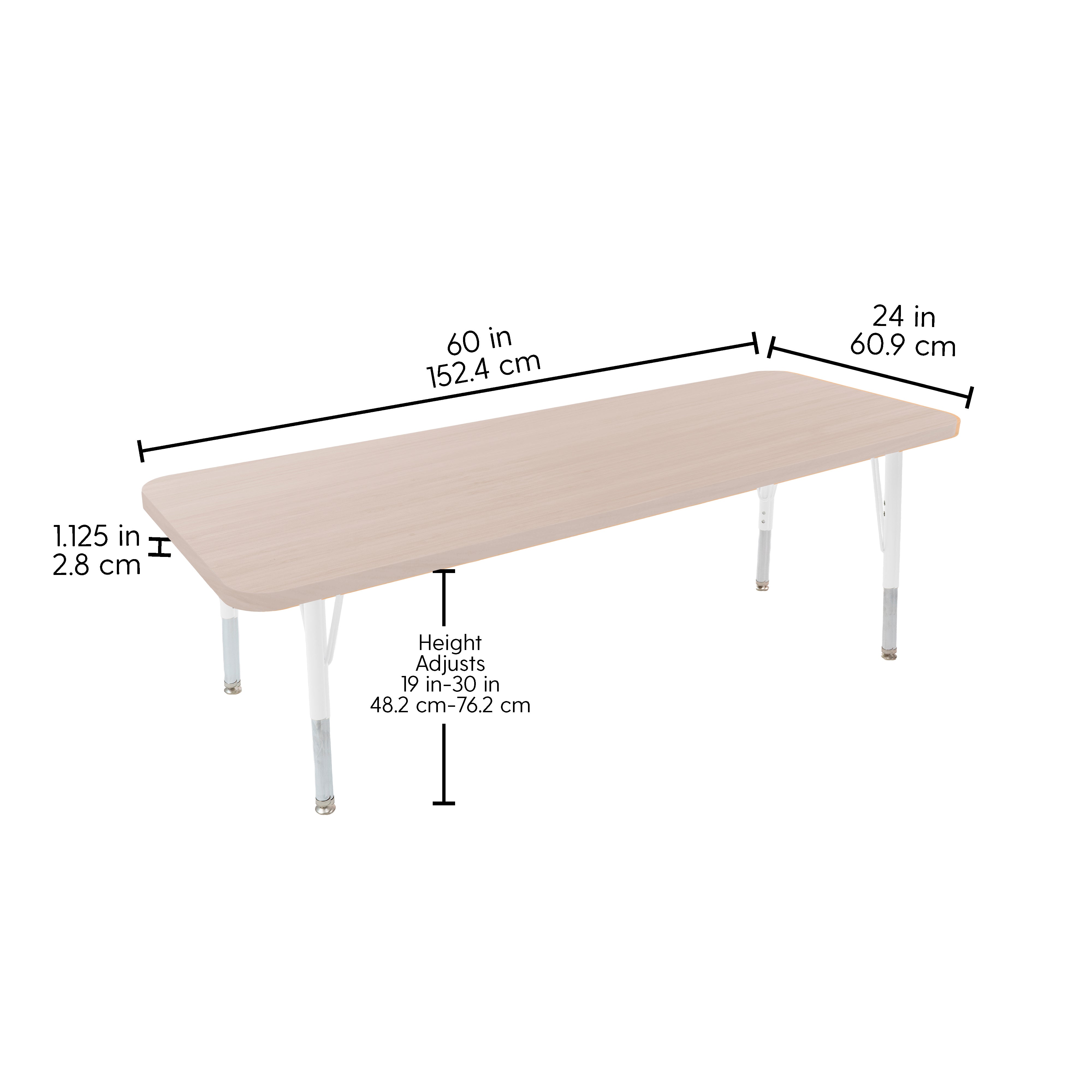 24" x 60" Rectangle Thermofused Woodgrain Activity Table with Standard Legs - Asian Sand/White