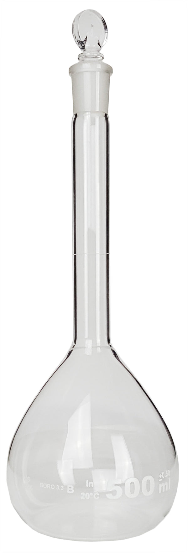 Flask, Volumetric with Ground Glass Stopper, 500ml, Case of 20
