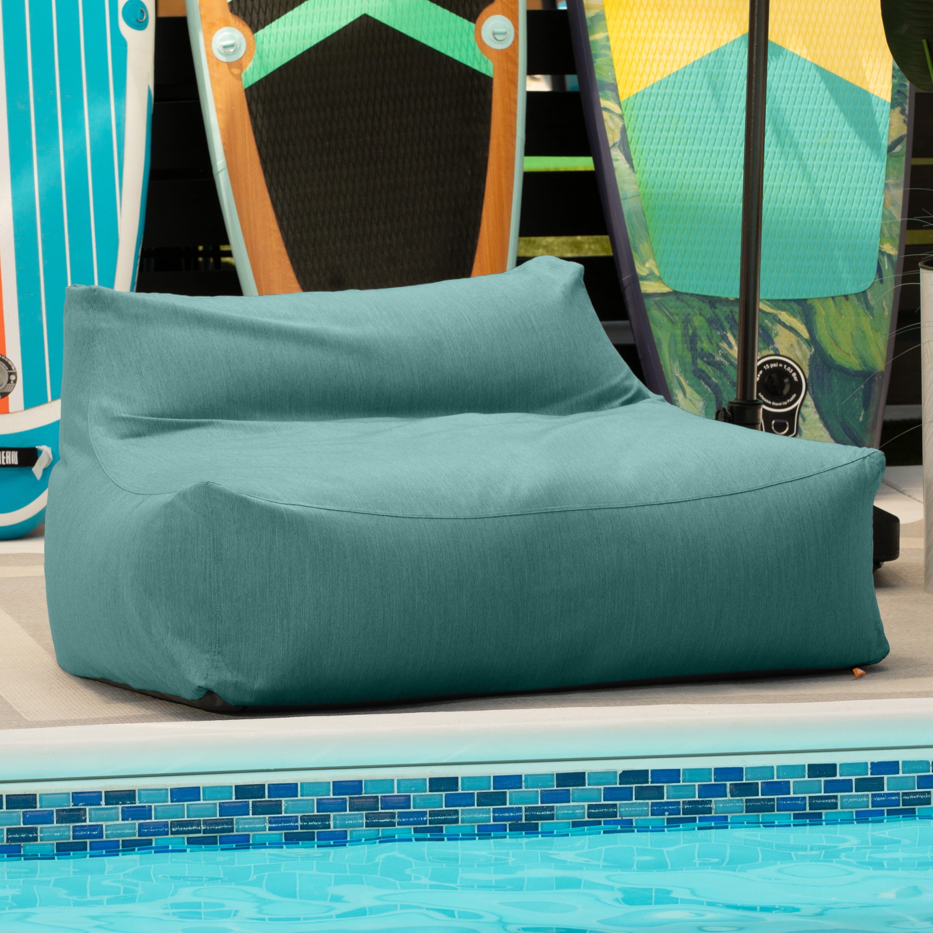 Jaxx Lavista Outdoor Bean Bag Loveseat / Modern Patio Sofa, Breeze