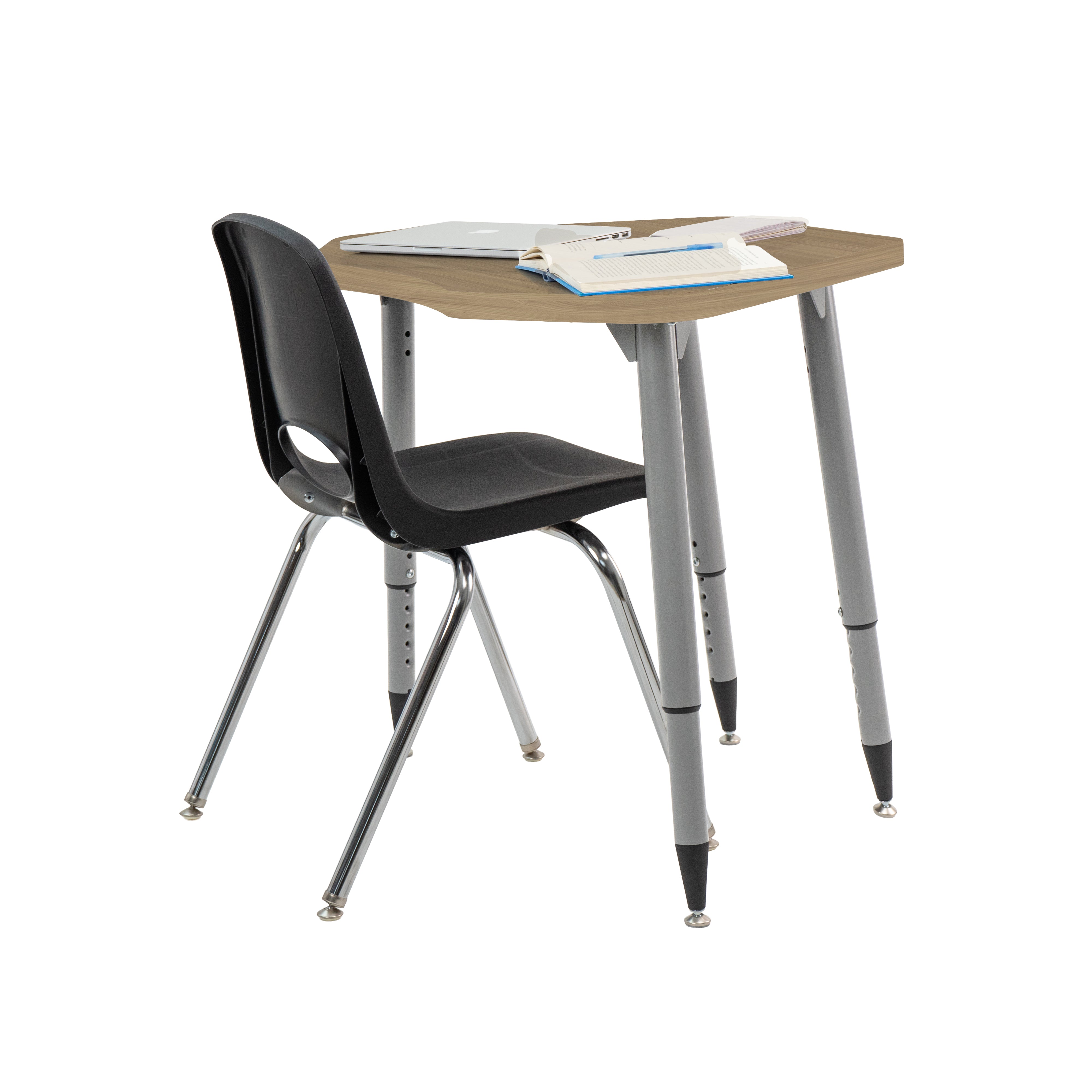 Adapte 24" x 36" Petal Woodgrain Activity Table with Adjustable Tapered Legs - Pasadena Oak/Black
