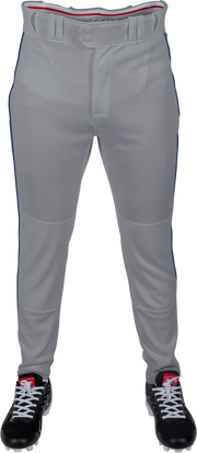 Rawlings Adult Plated Piped Pro Taper Fit Pant - Small - Blue Gray/Navy
