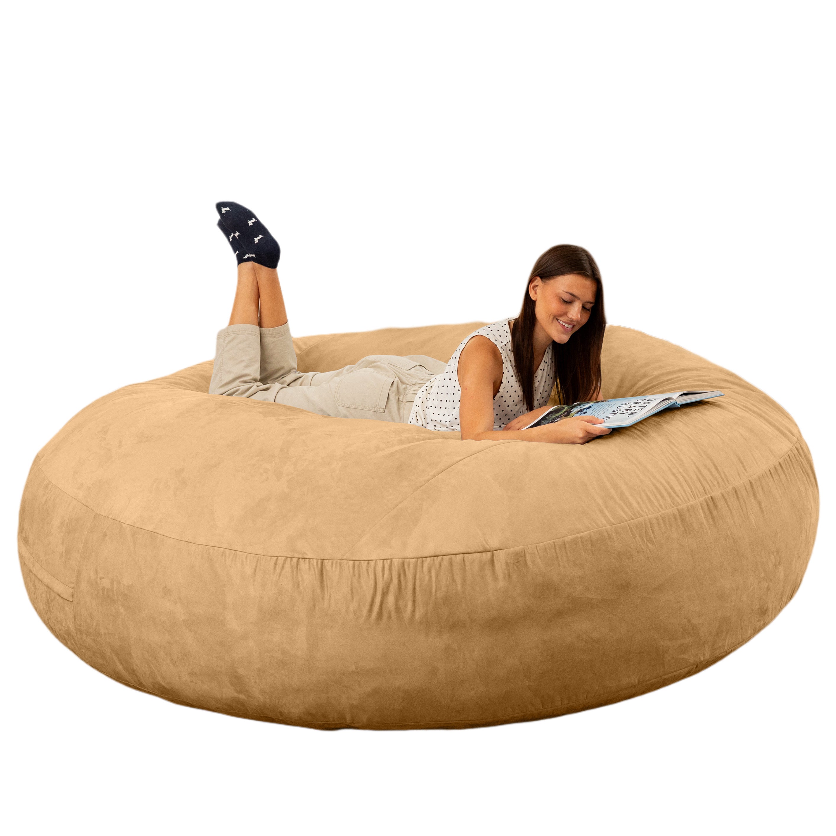 Jaxx 6 Foot Cocoon - 2-in-1 Convertible Bean Bag Bed & Large Bean Bag Chair for Adults, Camel