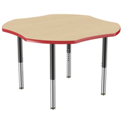 48" x 48" Clover T-Molding Activity Table with Adjustable Super Legs - Maple/Red/Black