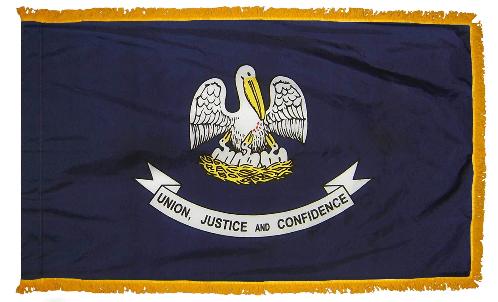 Louisiana State Flag 4x6 ft. Nylon with Pole Sleeve and Gold Fringe for Parades, and Indoor Display