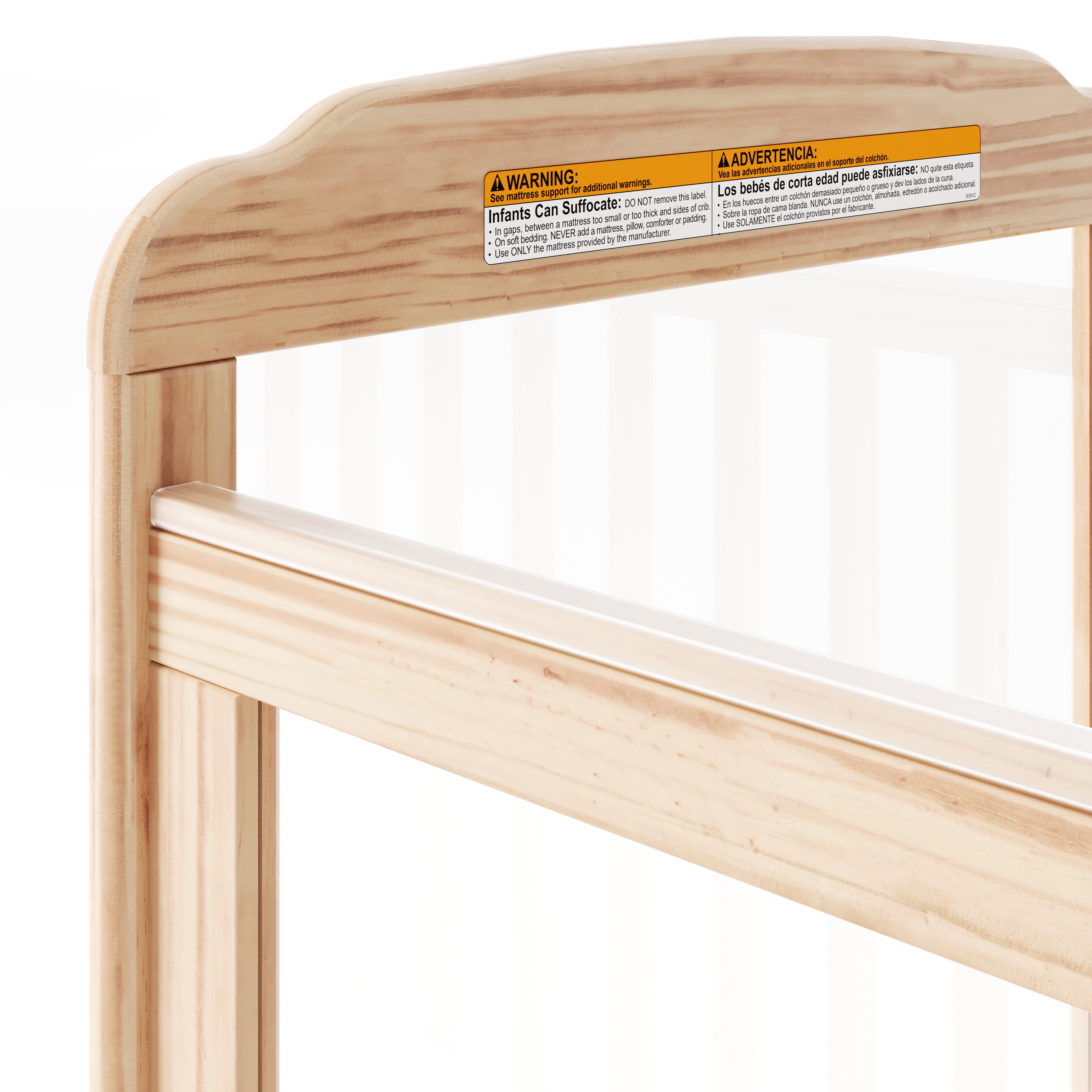Next Gen Serenity® 3 Panel Clearview Fixed-Side Compact Crib, Natural