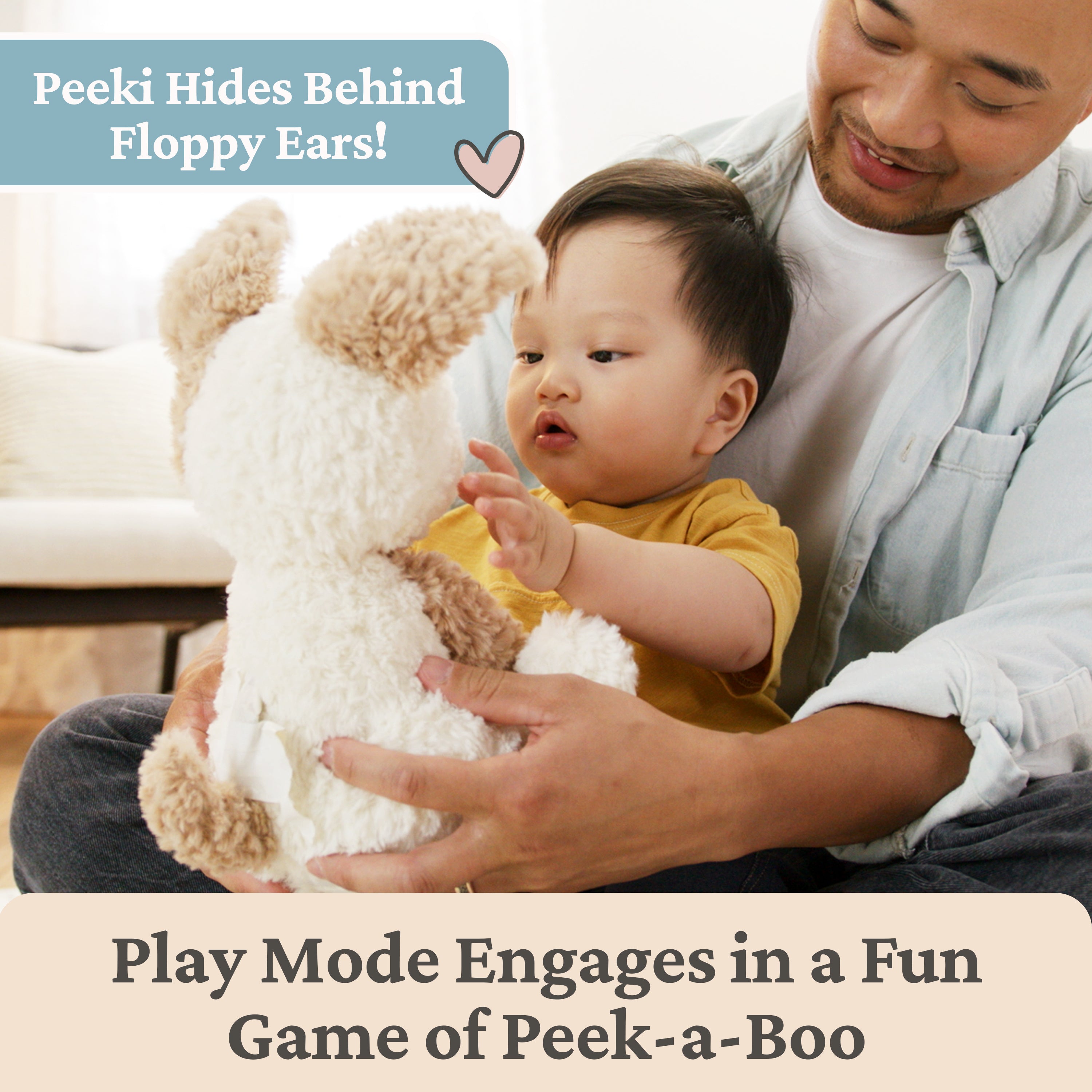 Baby GUND Peeki the Puppy Animated Plush, Singing Stuffed Animal, Sensory Toy for Babies and Toddlers, Plays Peek-a-Boo and Sings, Brown/Cream, 12”