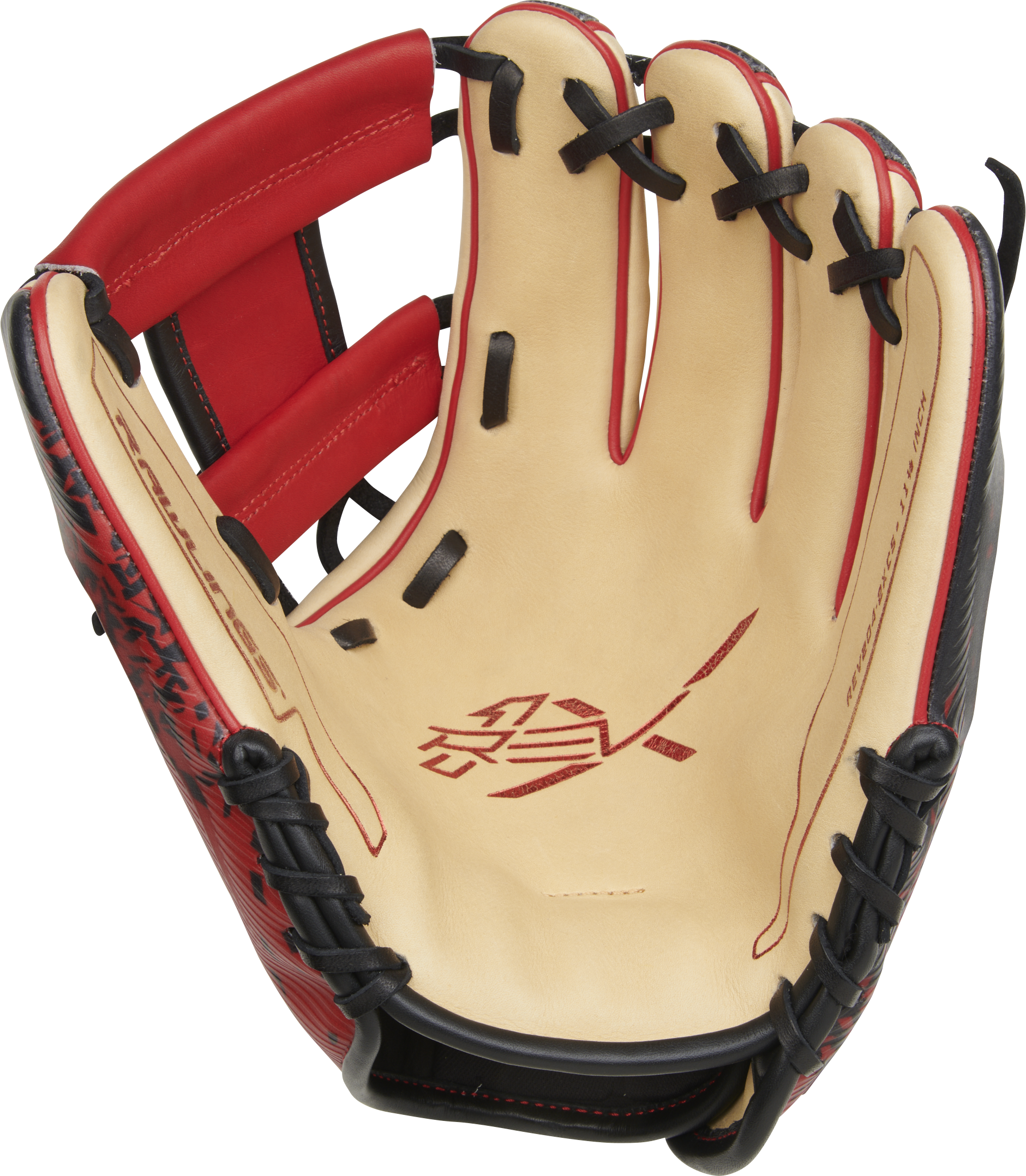 Rawlings Rev1X Series 11.5-Inch Baseball Glove - Right Hand Thrower - Camel/Scarlet