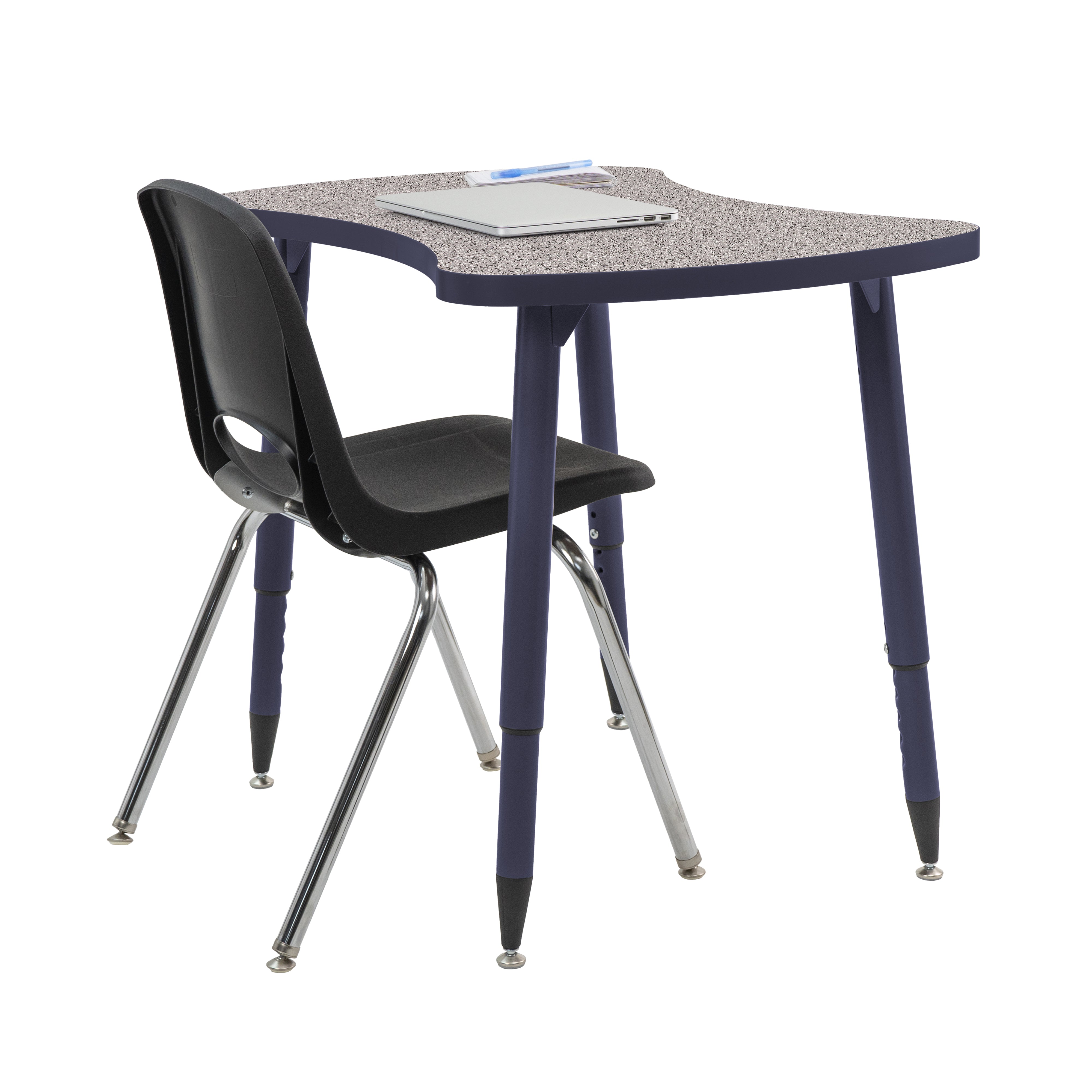 Adapte 25" x 37" Bowtie Thermofused Activity Table with Adjustable Tapered Legs - Gray/Navy