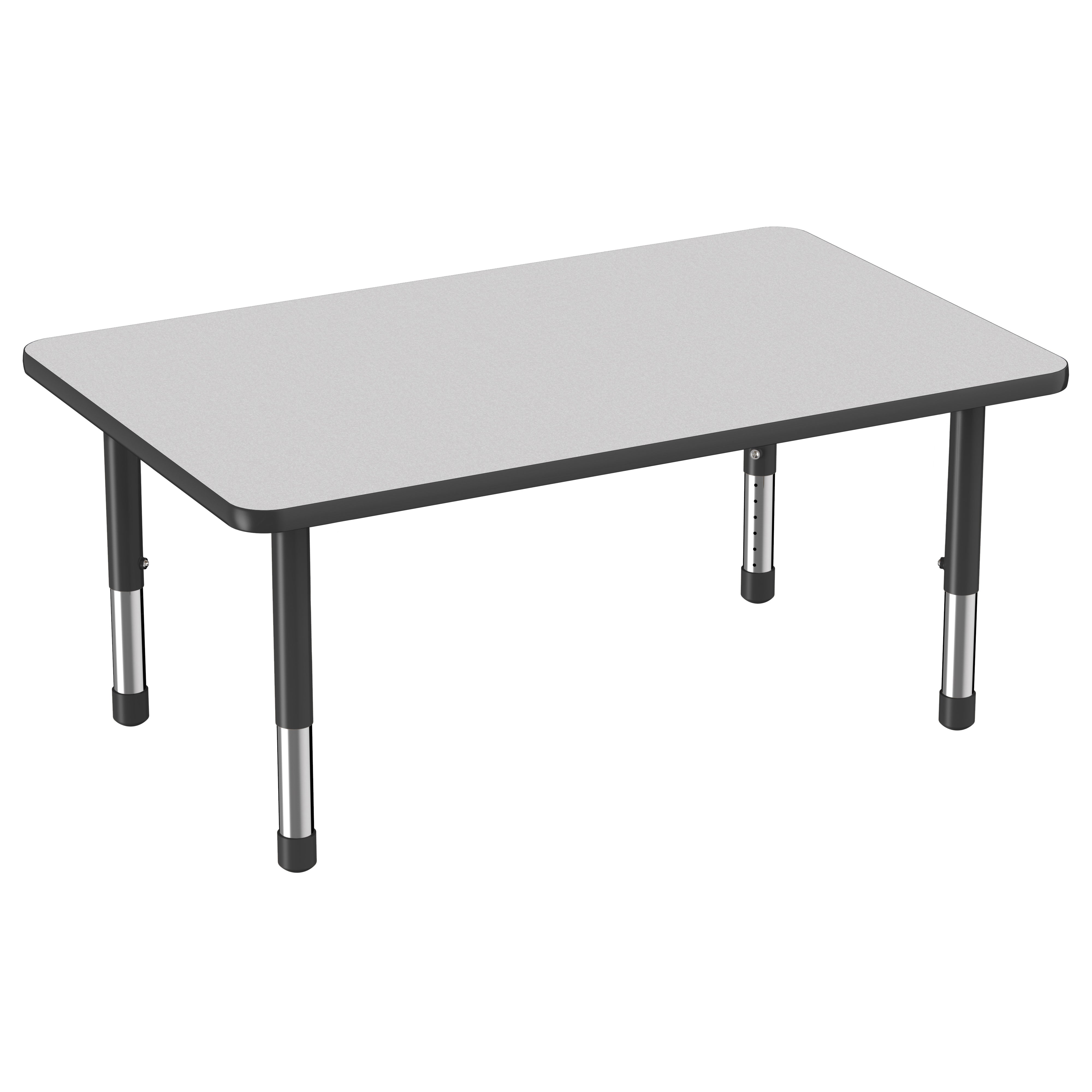 30" x 48" Rectangle Thermofused Activity Table with Adjustable Chunky Legs - Gray/Black