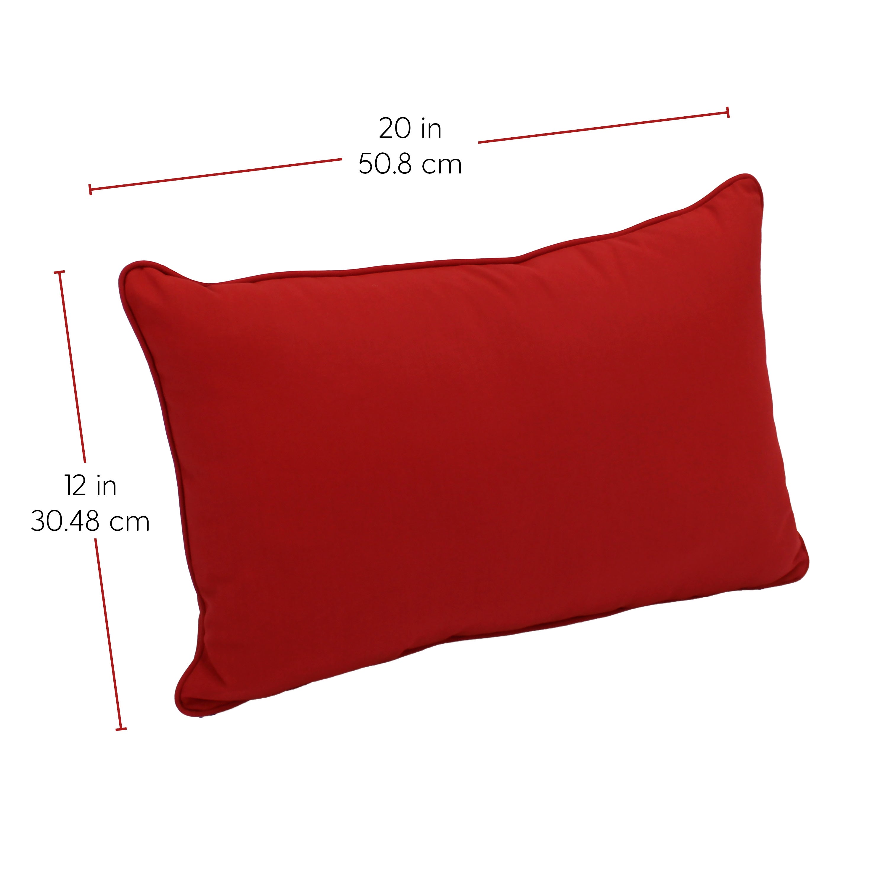 Presidio 12" x 20" Lumbar Indoor/Outdoor Pillow with Piping, 2-Piece - Red