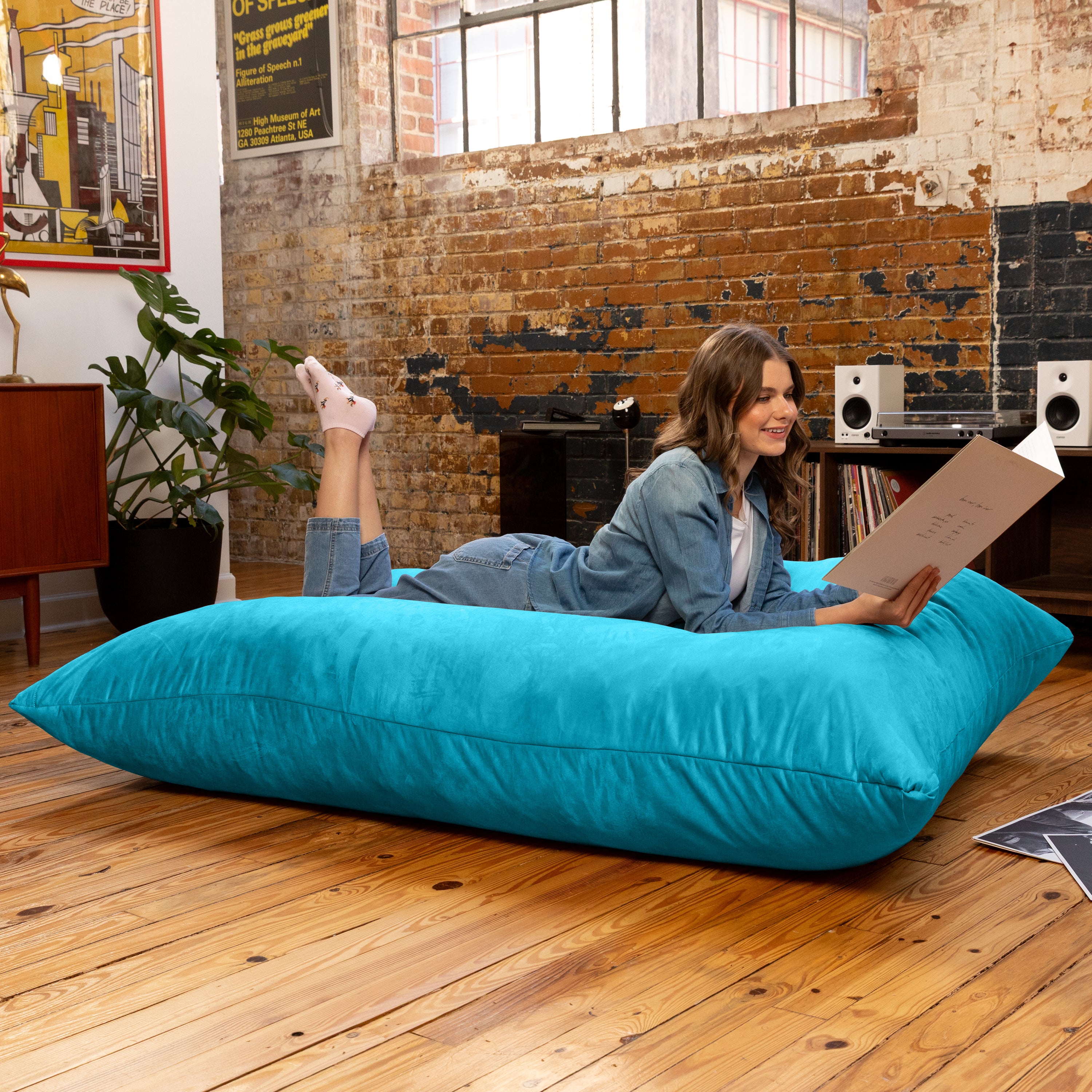 Jaxx Pillow Saxx 5.5-Foot - Huge Bean Bag Floor Pillow and Lounger, Teal