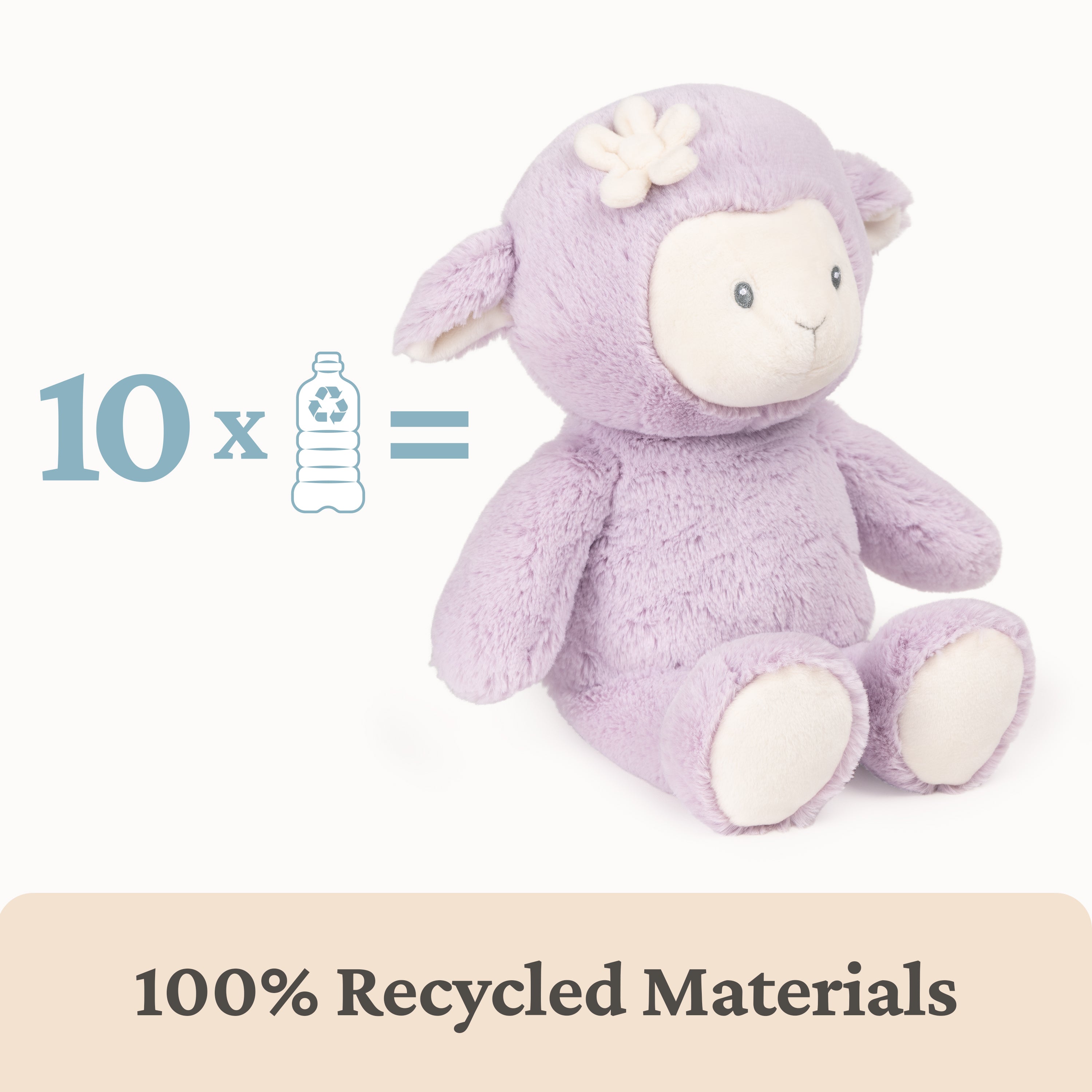 Baby GUND Sustainable Lamb Plush, Stuffed Animal Made from 100% Recycled Materials, For Babies and Newborns, Spring Decor, Lavender/Cream, 13”